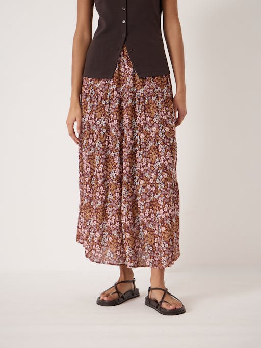 Branwen Printed Chiffon Midi Skirt
