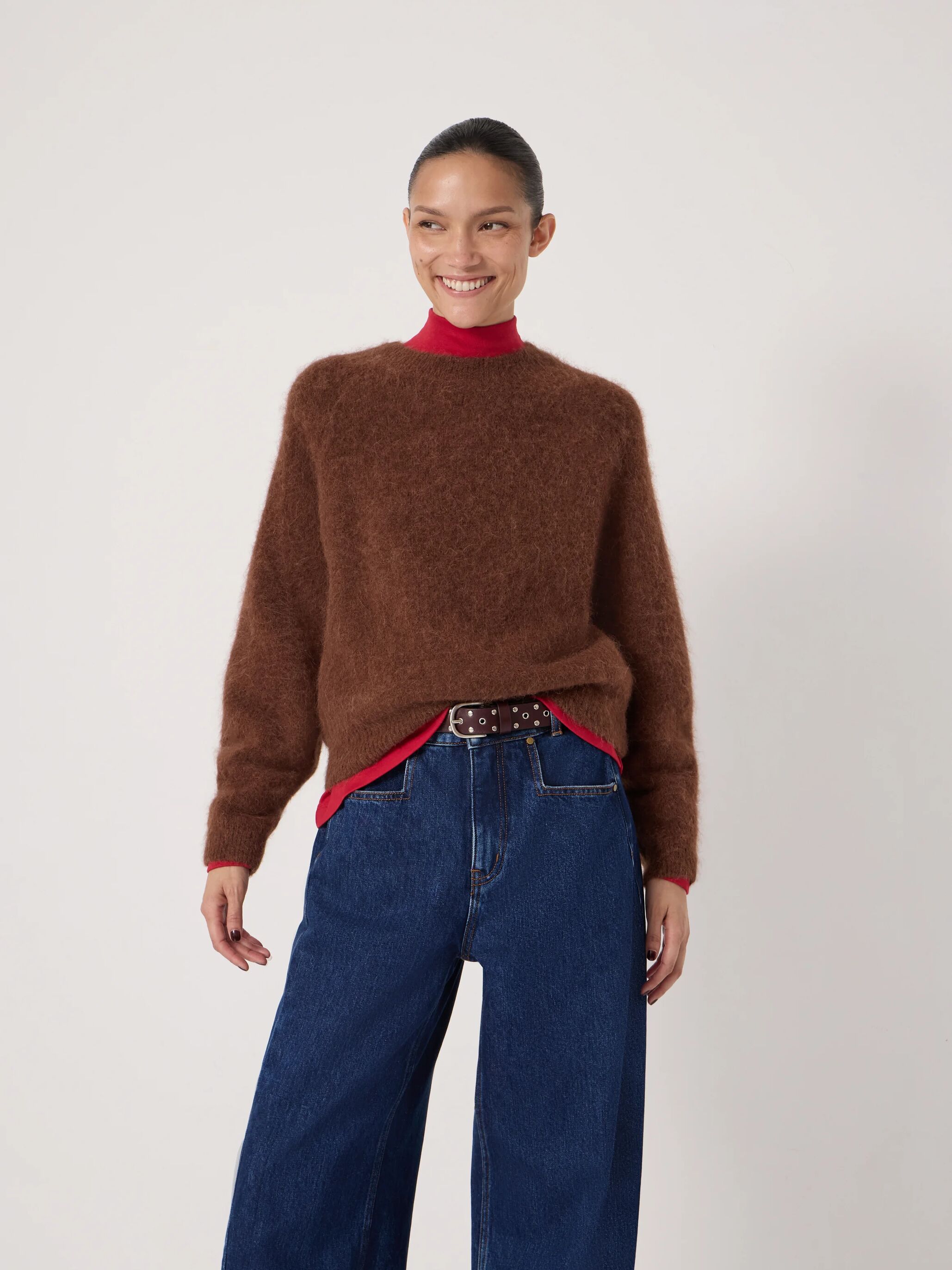 Crew Neck Alpaca Wool Jumper | Toffee Brown | hush