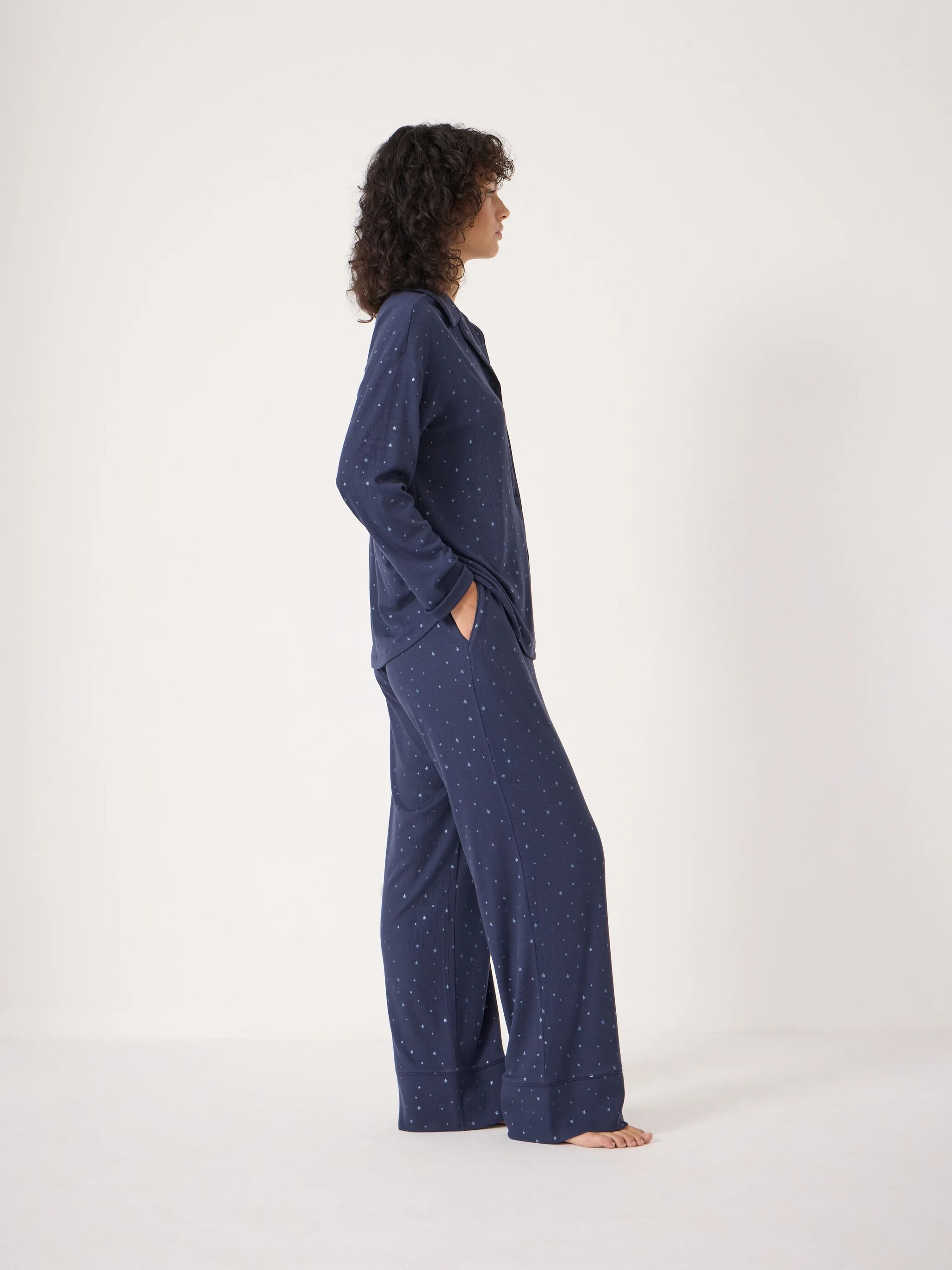 Ribbed Modal Star Printed Pyjamas