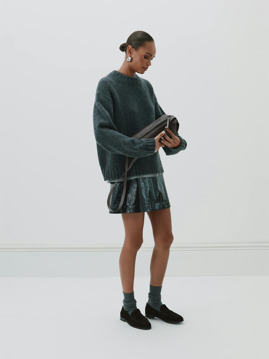 014047-0456-10 Crackle Patent Mini Skirt