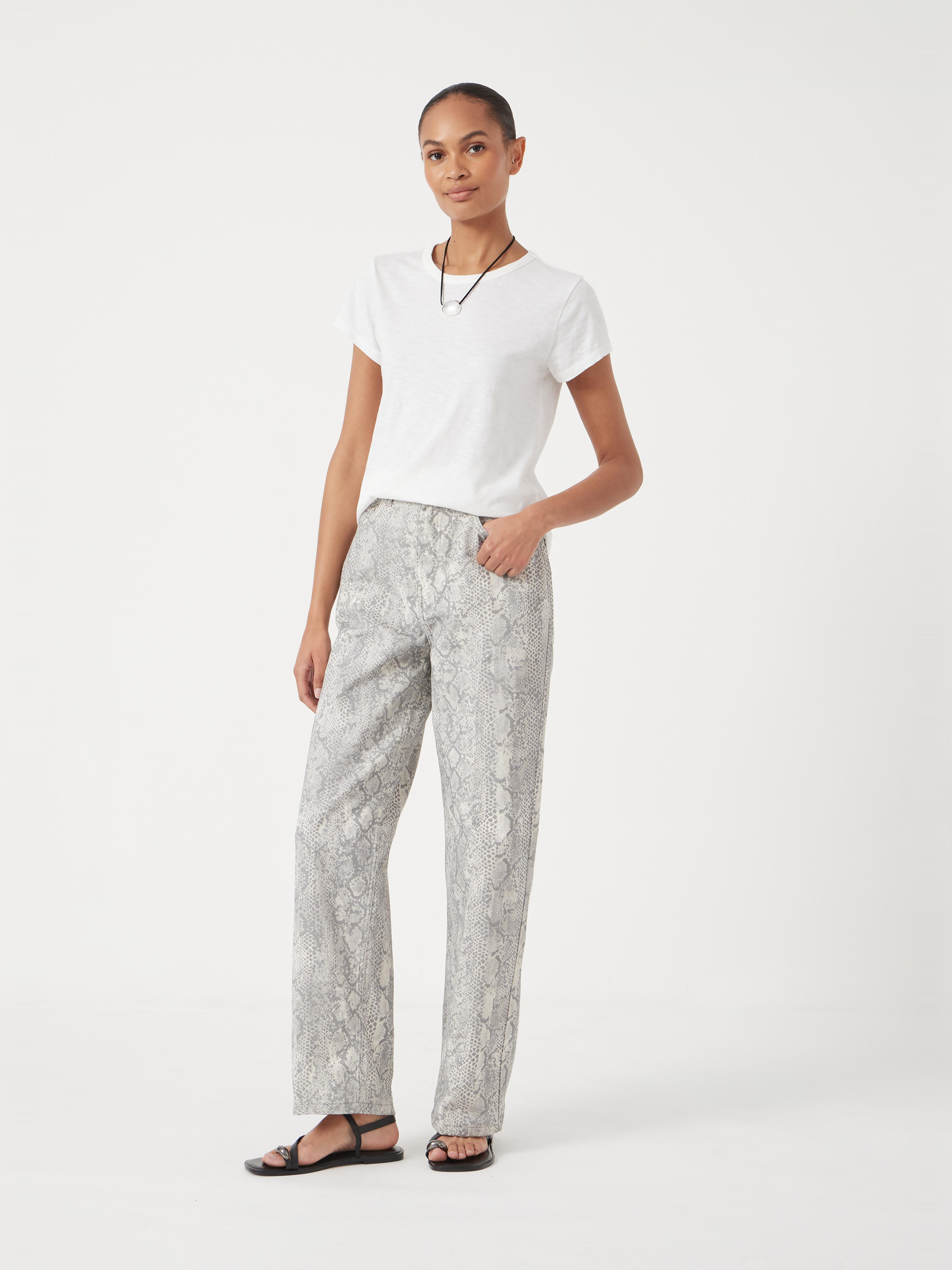 Straight Leg Printed Jeans