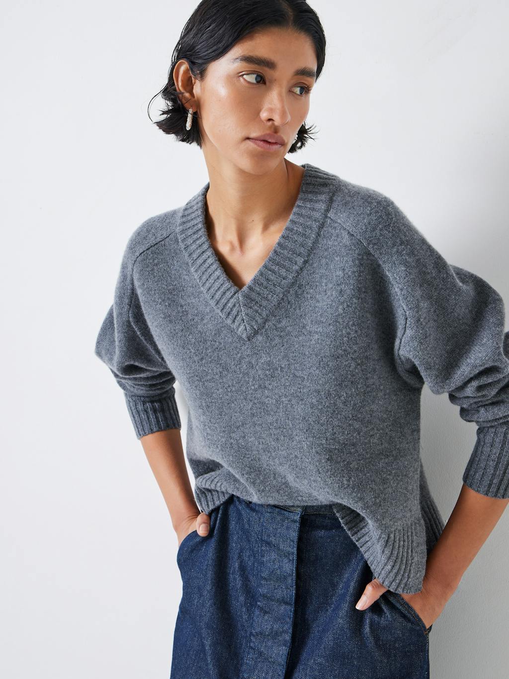 012971-2805-10 Erica Merino Wool V Neck Jumper