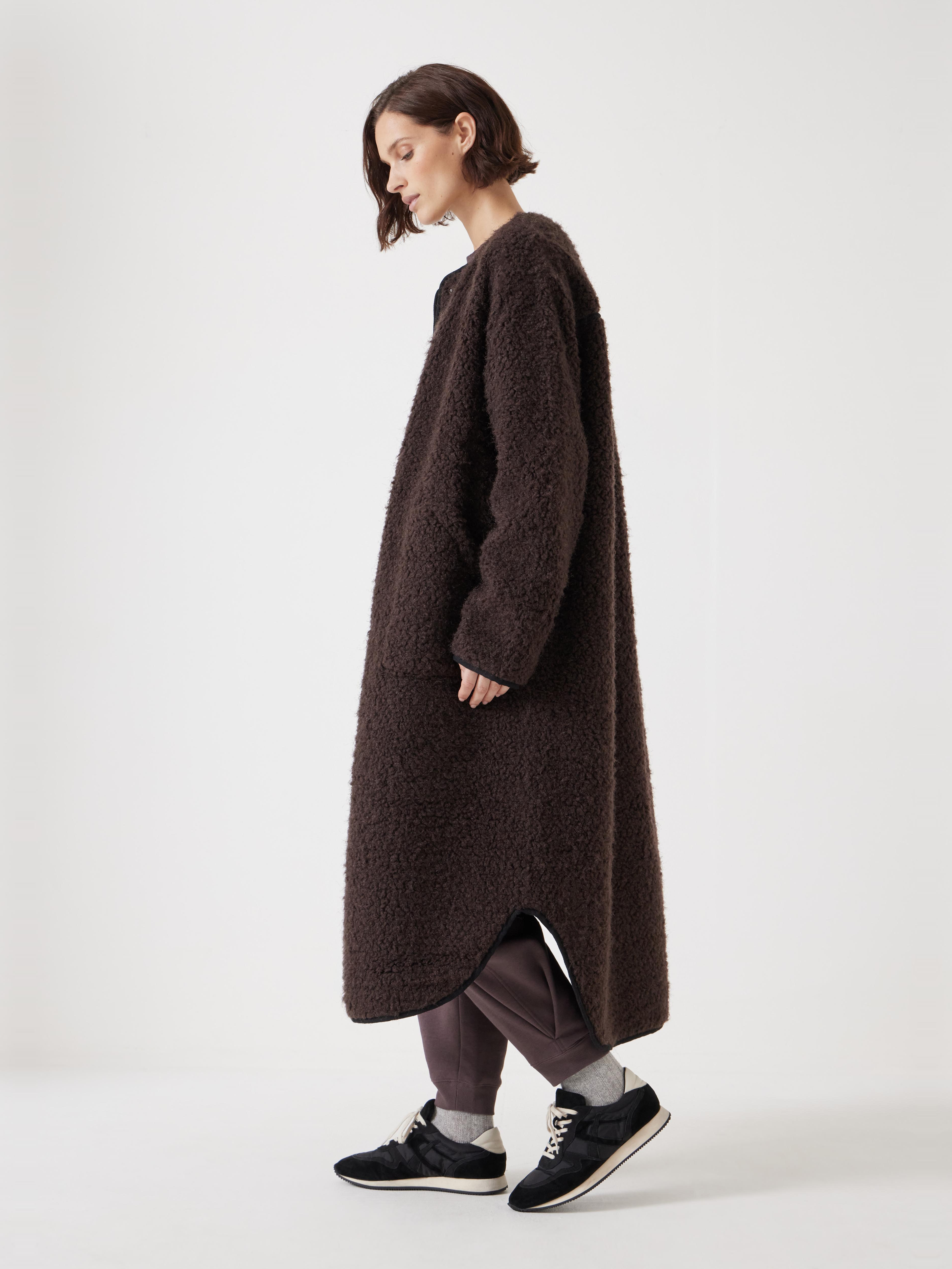 Anya Longline Oversized Faux Fur Coat | Chocolate Brown | hush