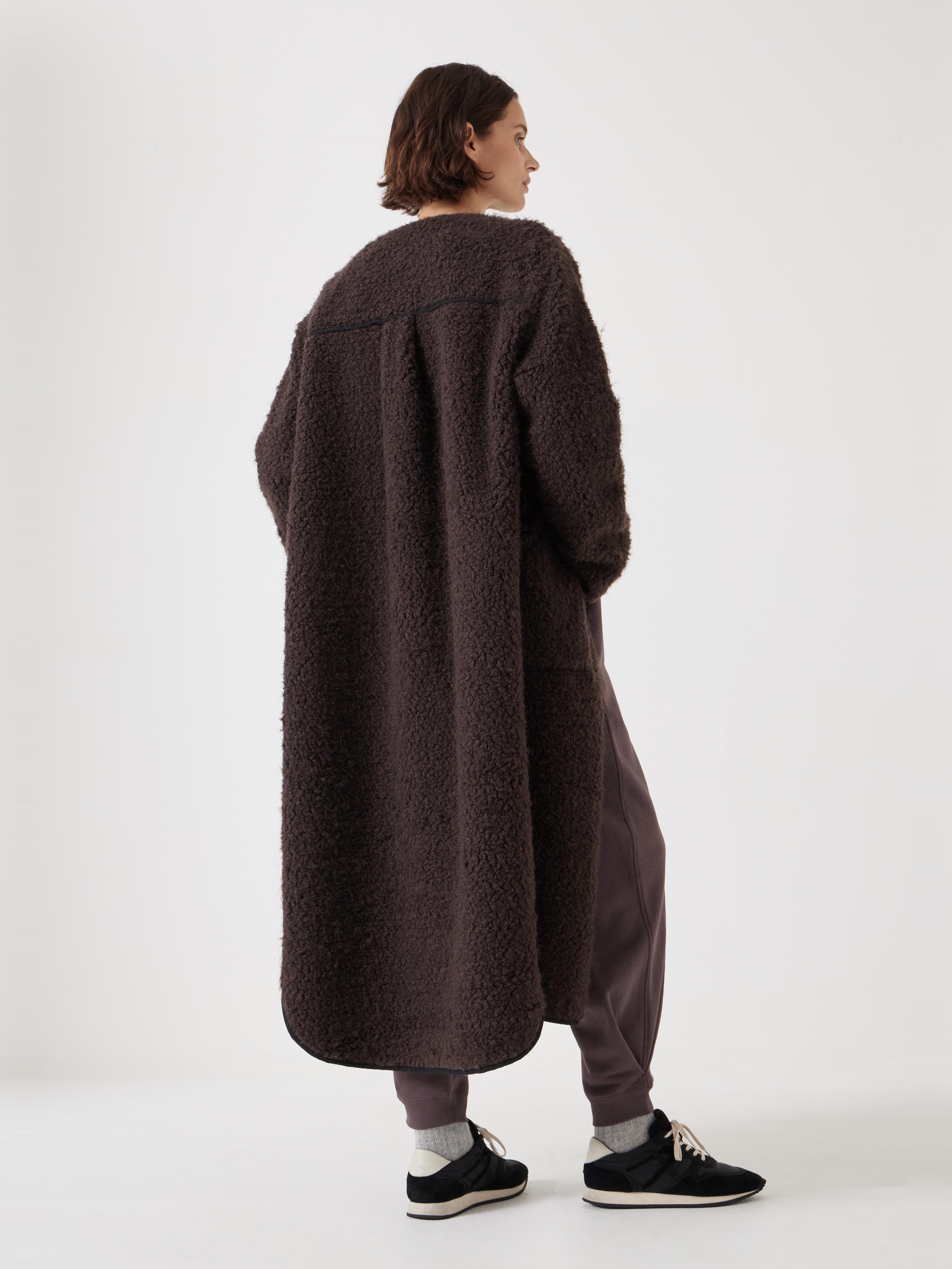 Anya Longline Oversized Faux Fur Coat | Chocolate Brown | hush