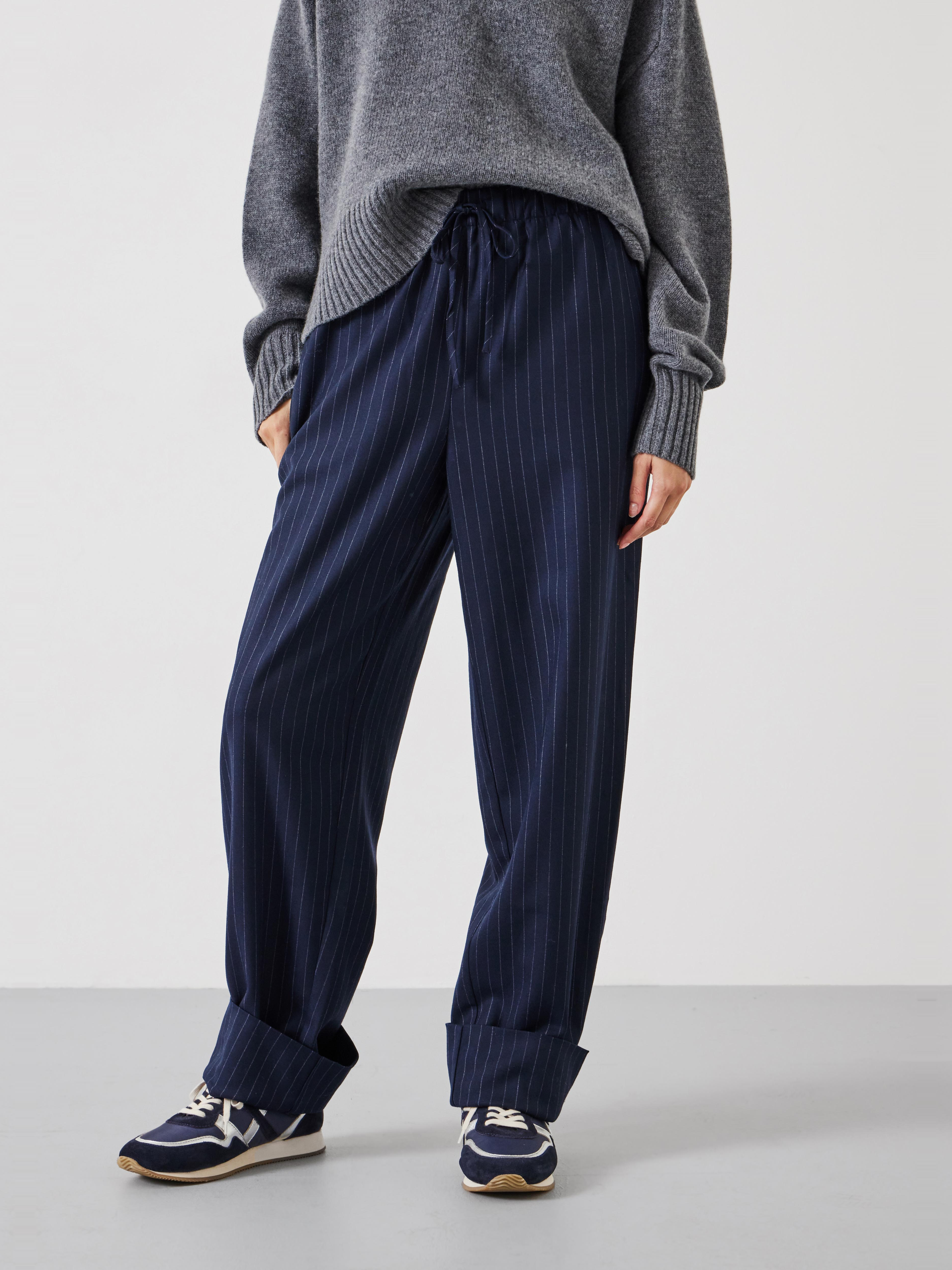 Pinstripe Wool Blend Trouser