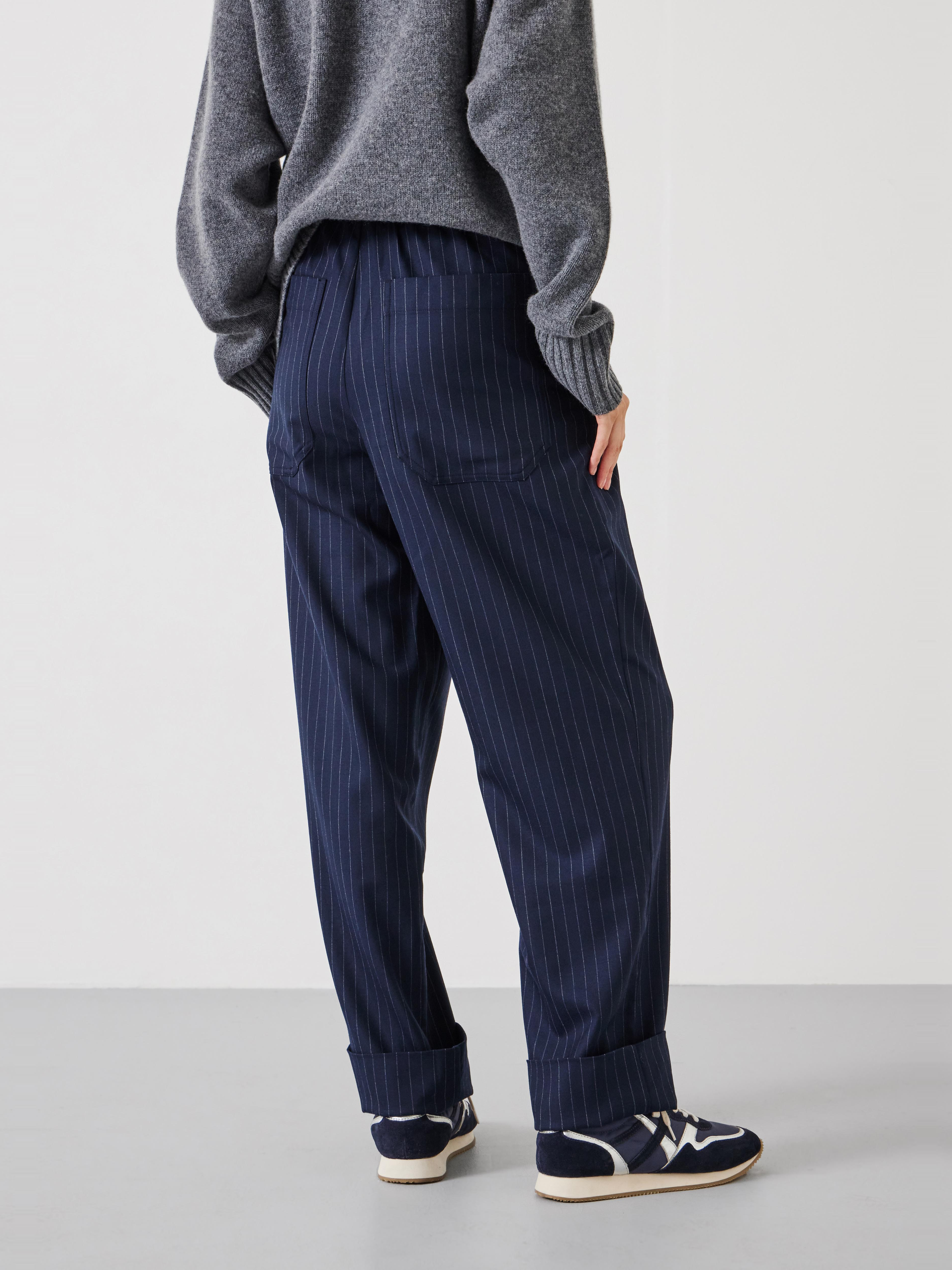 Pinstripe Wool Blend Trouser