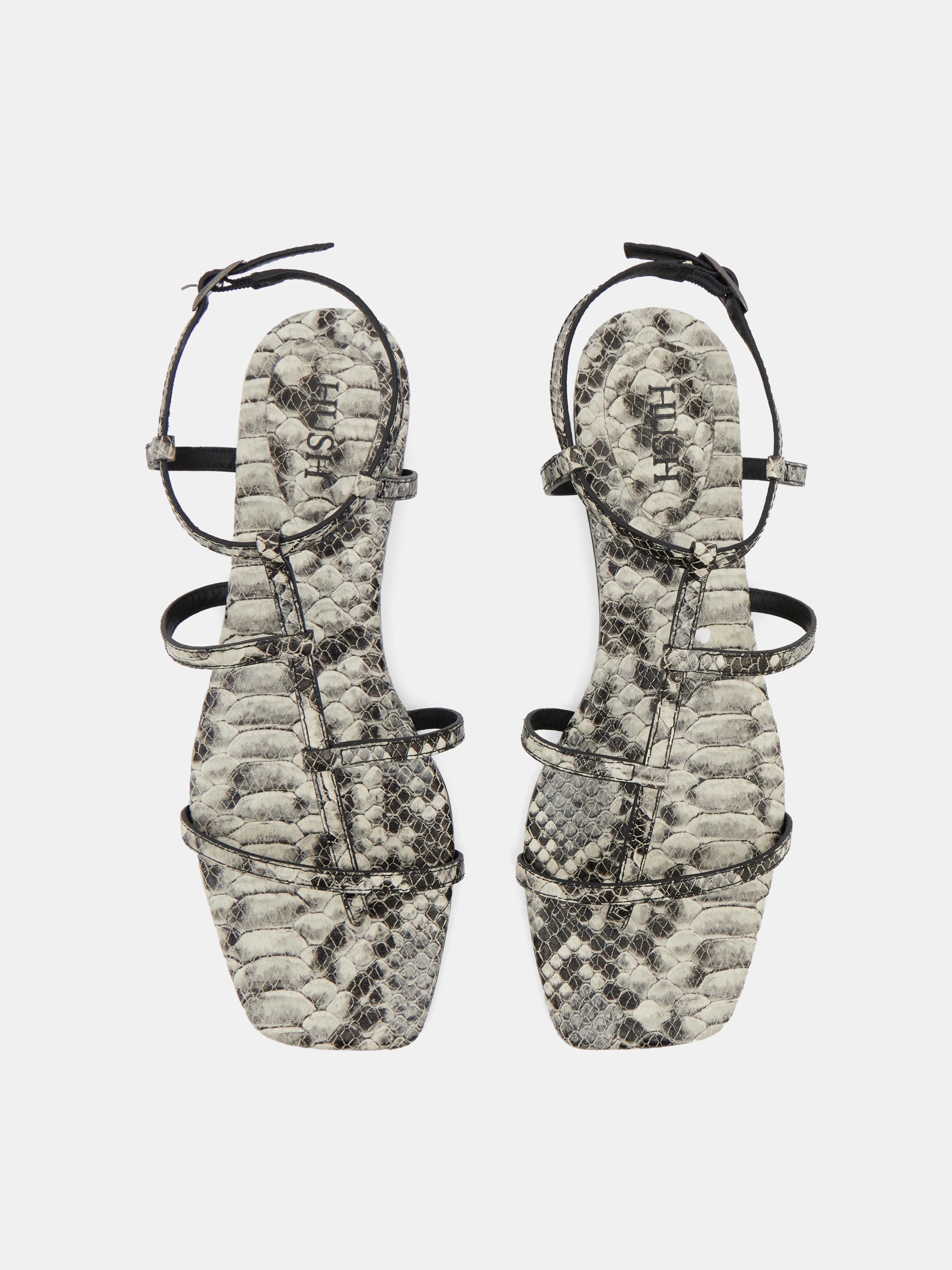 Leather Strappy Low Heel Sandals