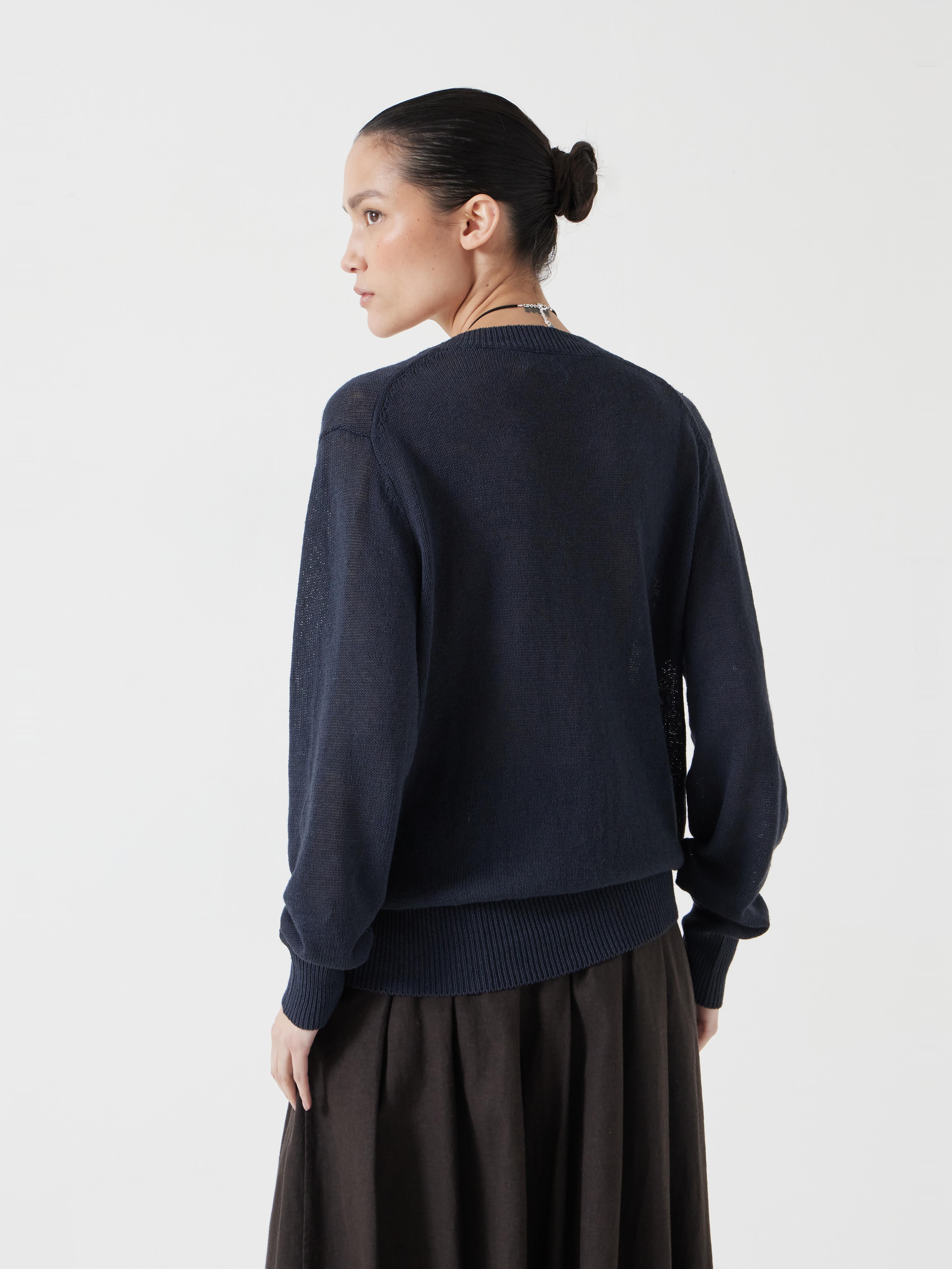 Linen Blend V Neck Jumper