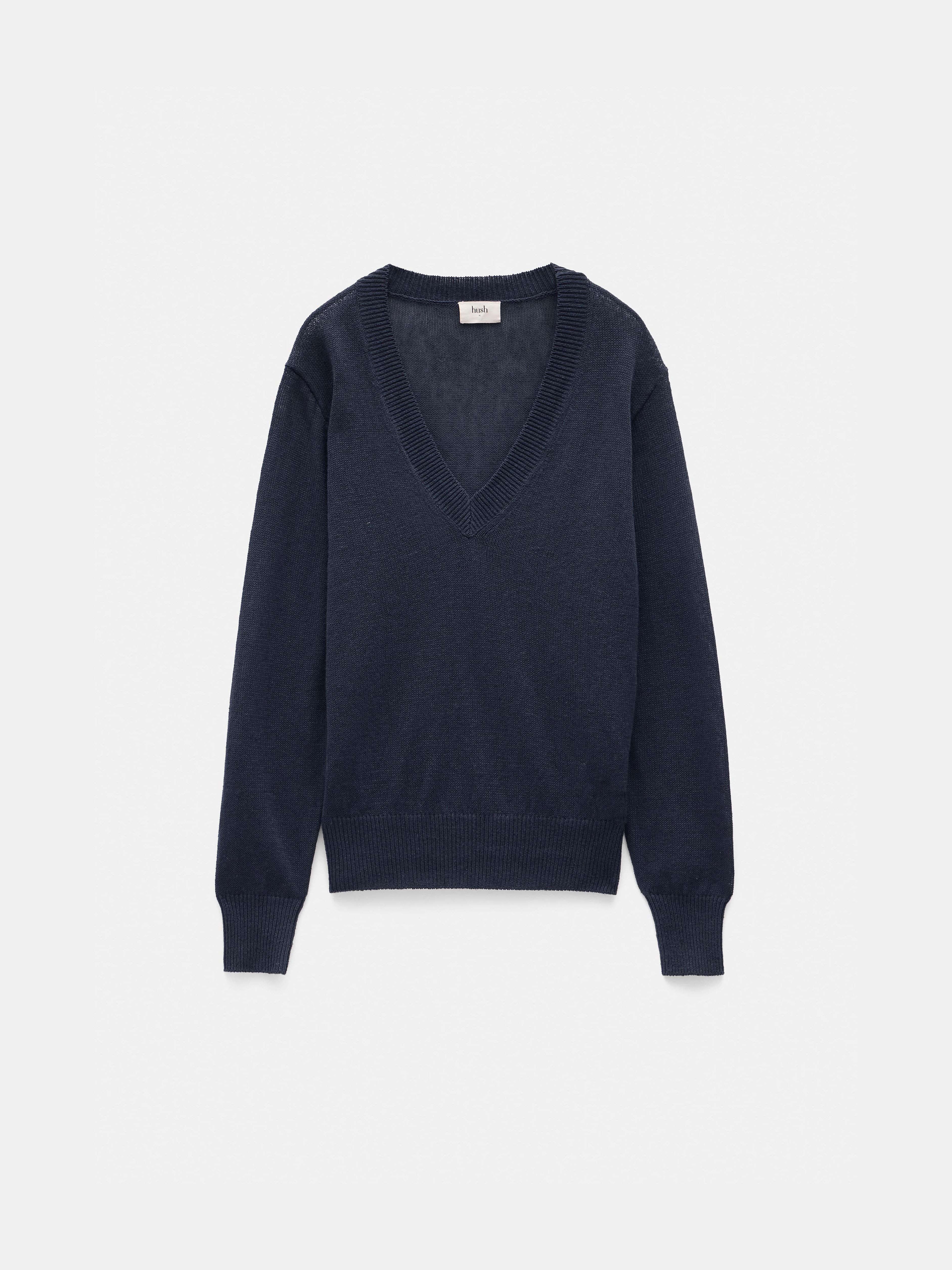 Linen Blend V Neck Jumper