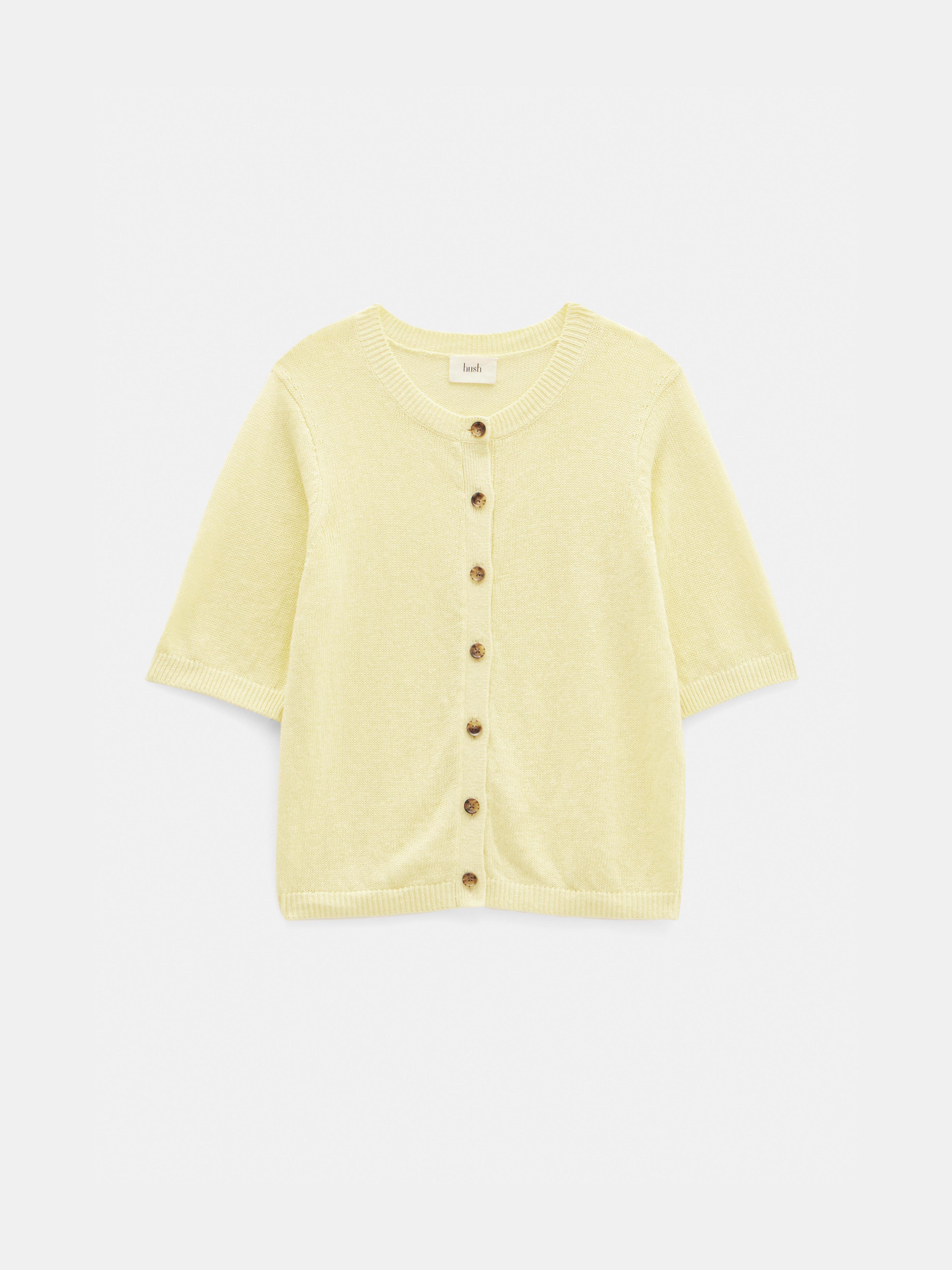 Linen Blend Short Sleeve Cardigan