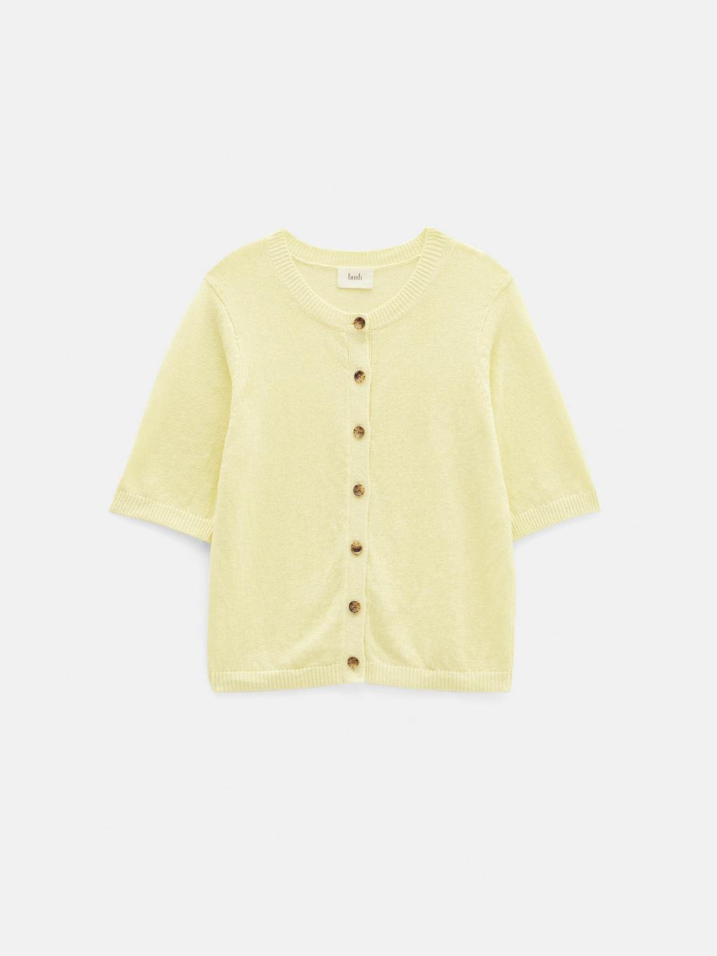 013078-0755-07 Linen Blend Short Sleeve Cardigan