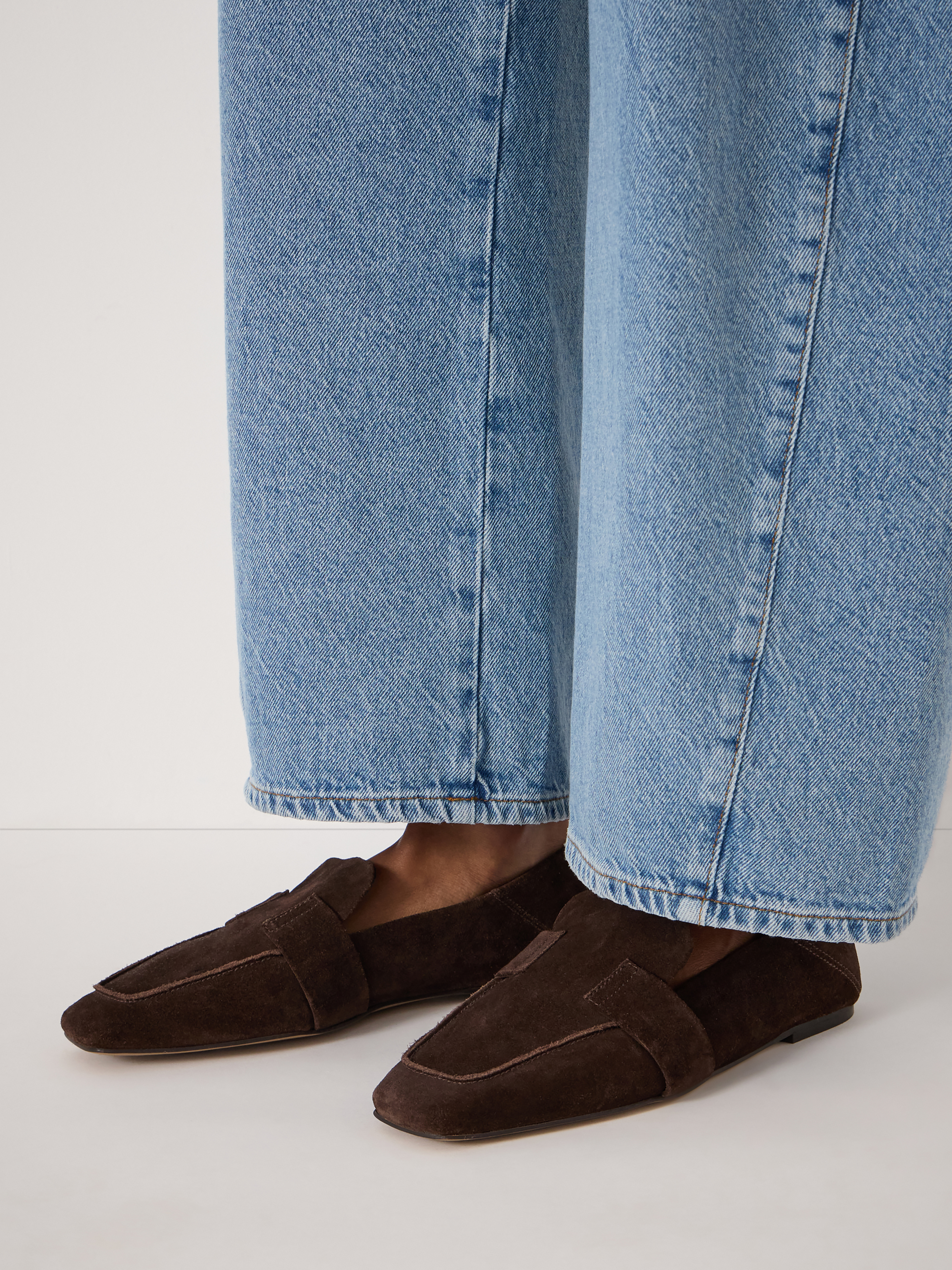 Sora Square-Toe Suede Loafers