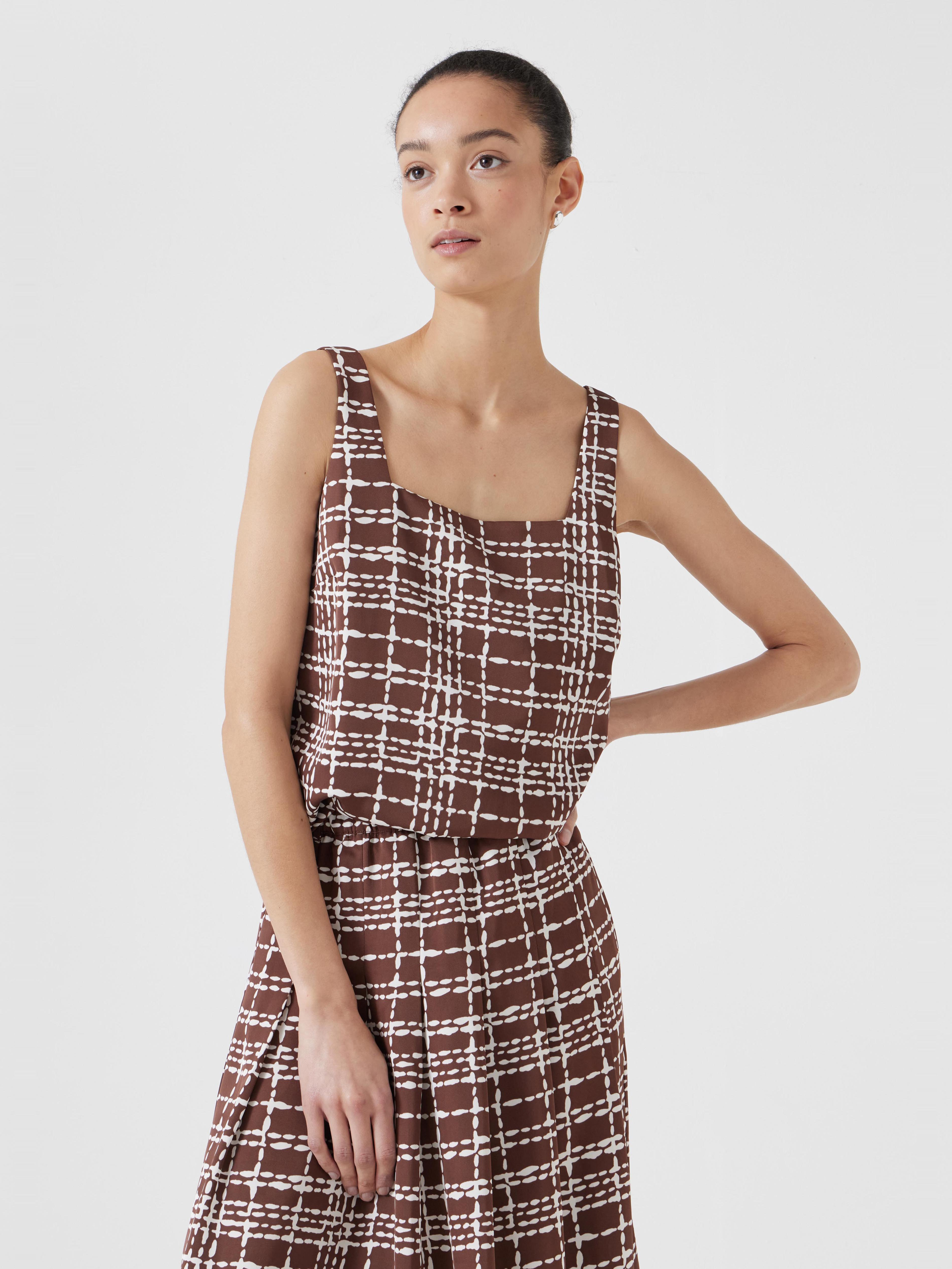 Satin Twill Square Neckline Tank Top