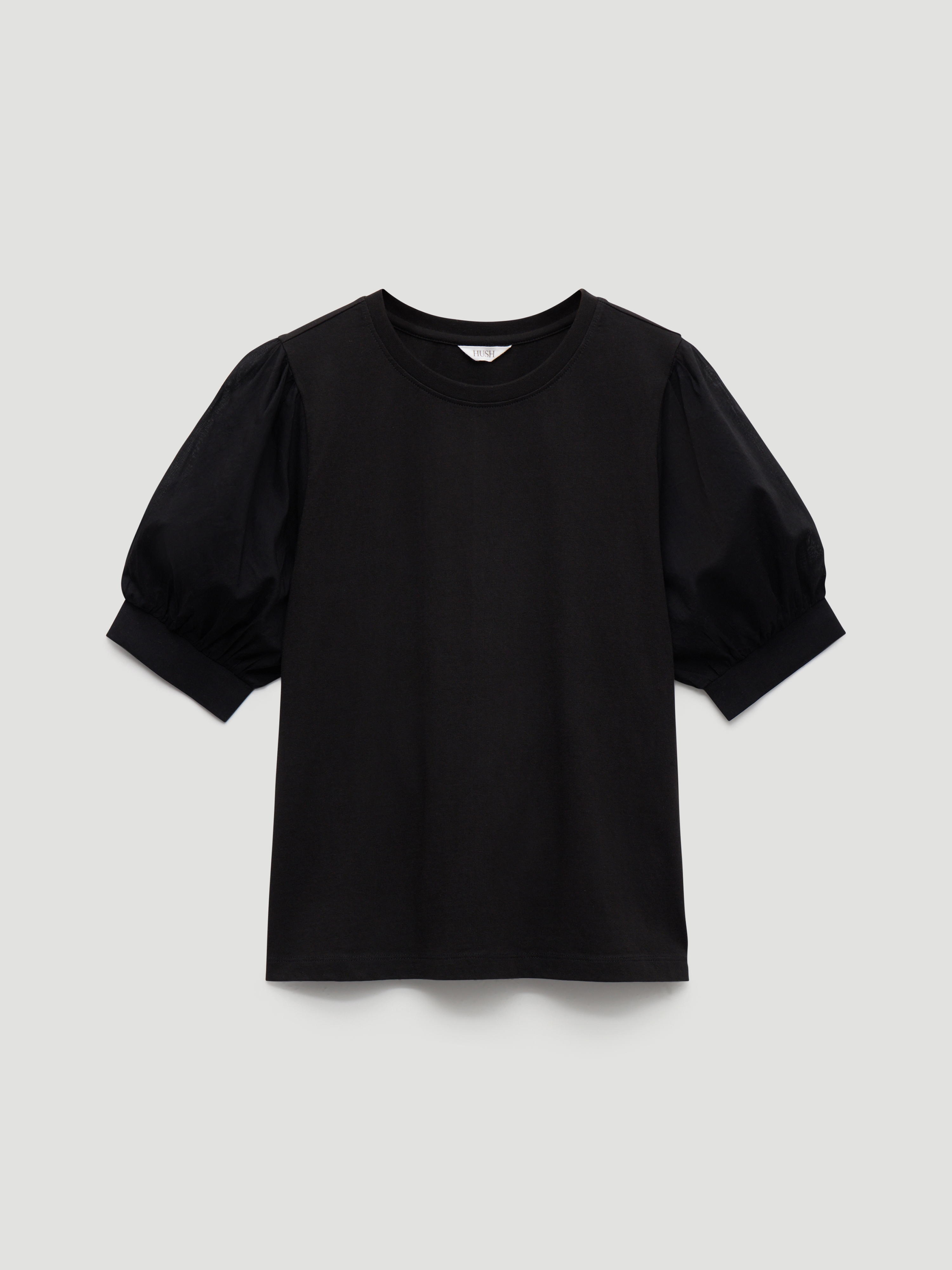 Talia Cotton Woven Puff Sleeve T-Shirt