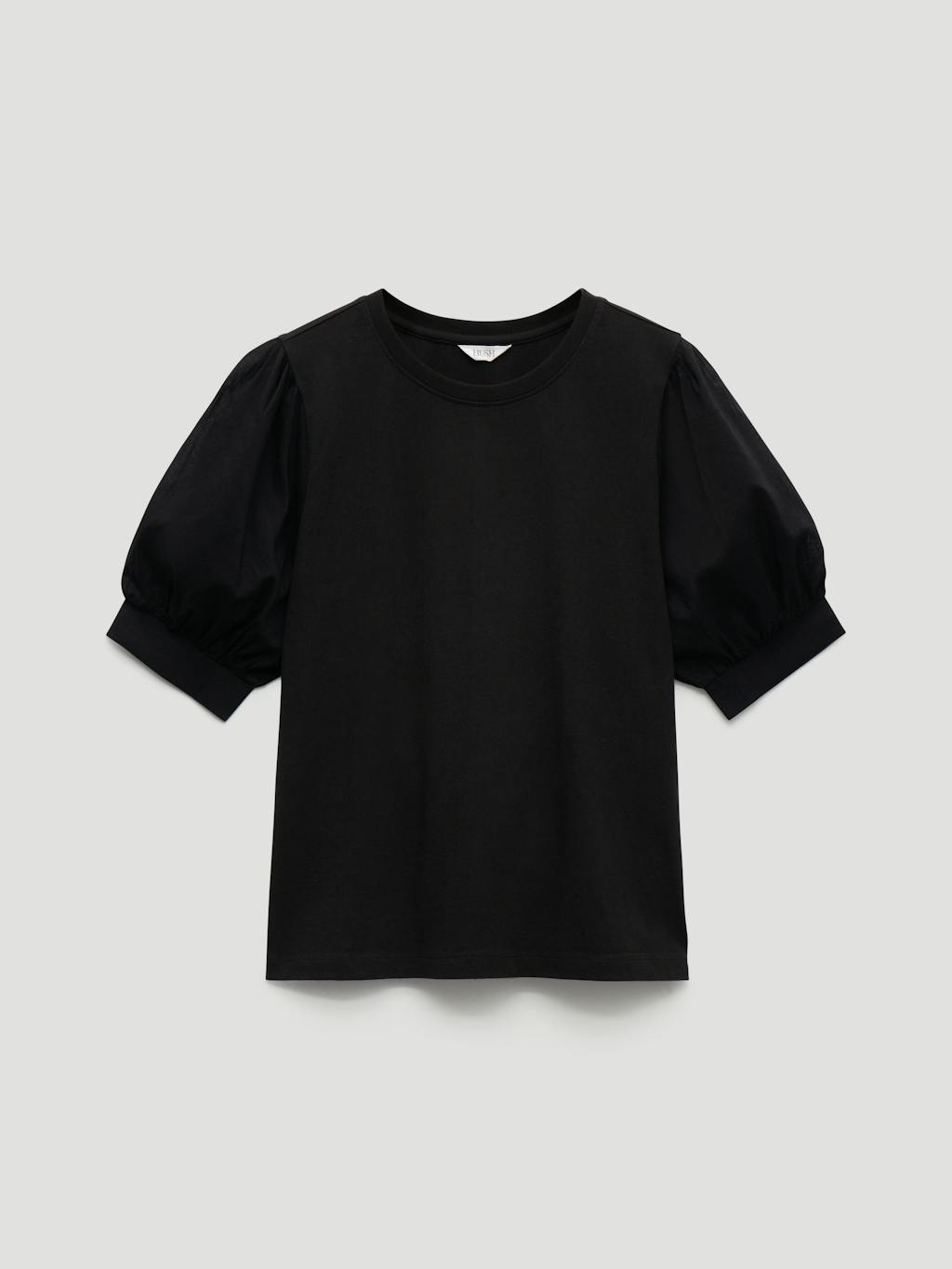 014482-0456-07 Talia Cotton Woven Puff Sleeve T-Shirt