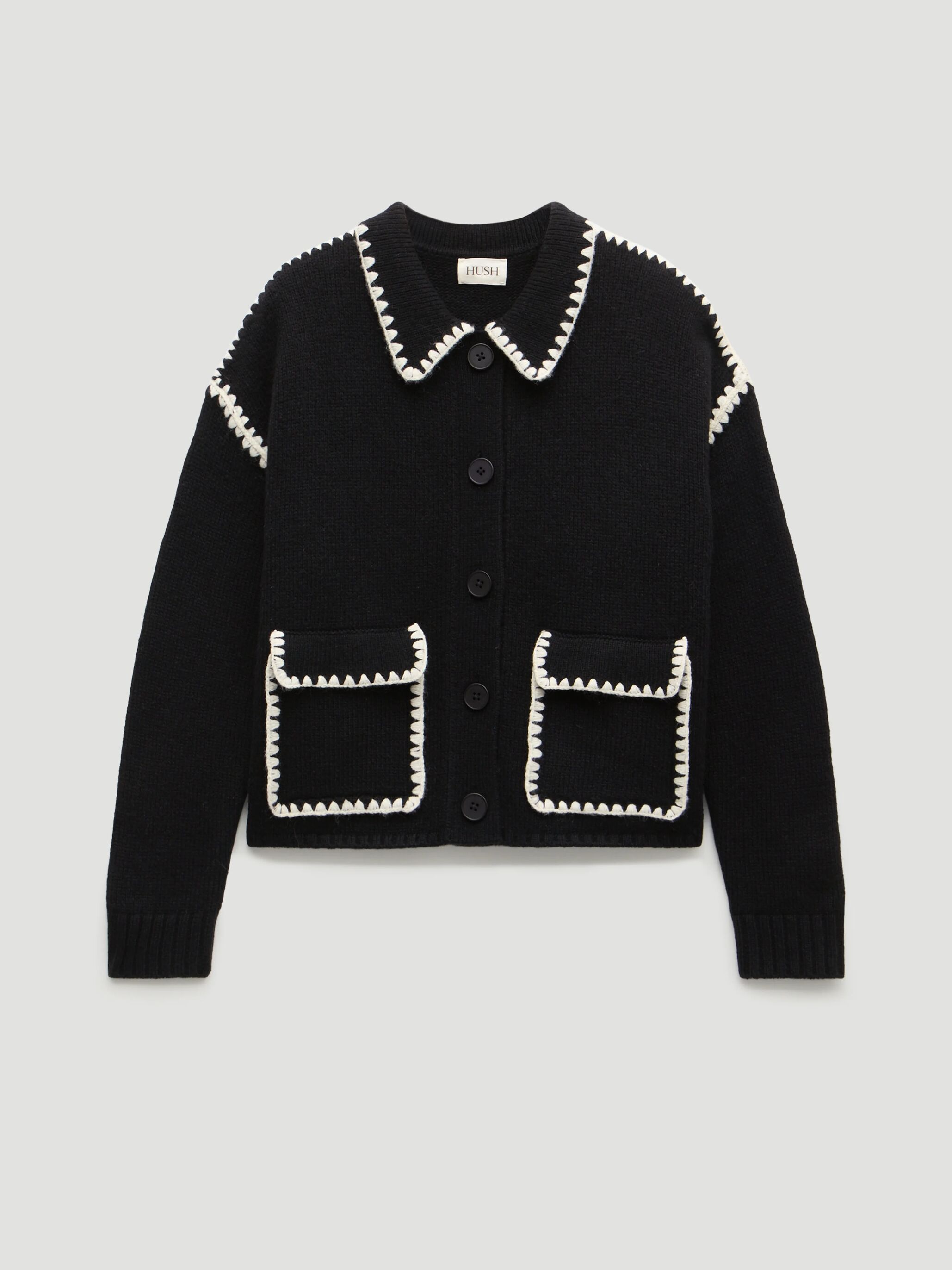 Wool Blend Whipstitch Trim Shirt Jacket