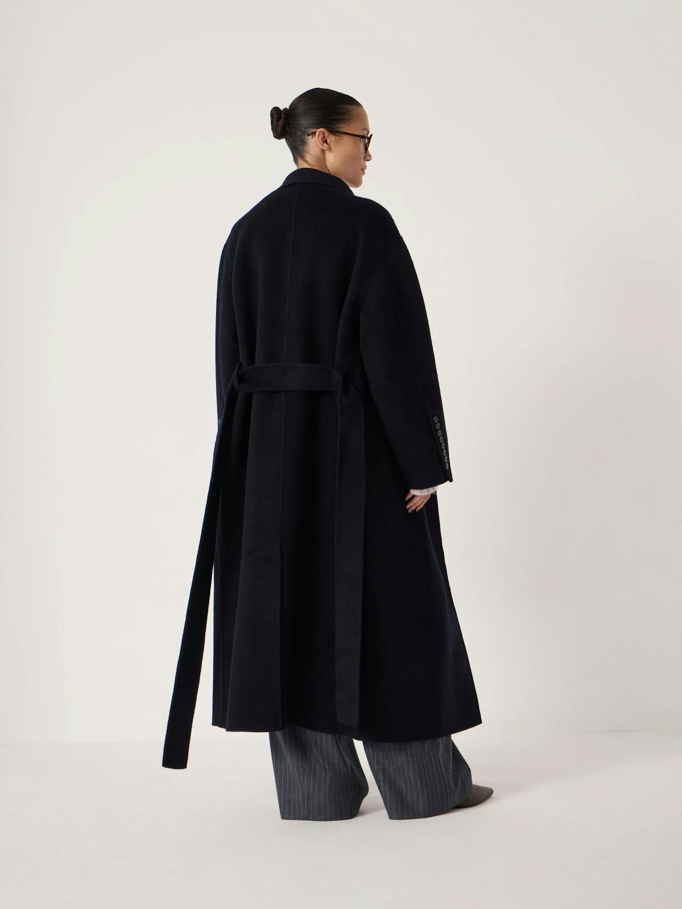 013868-1677-04 Pure Wool Double Faced Funnel Neck Belted Coat