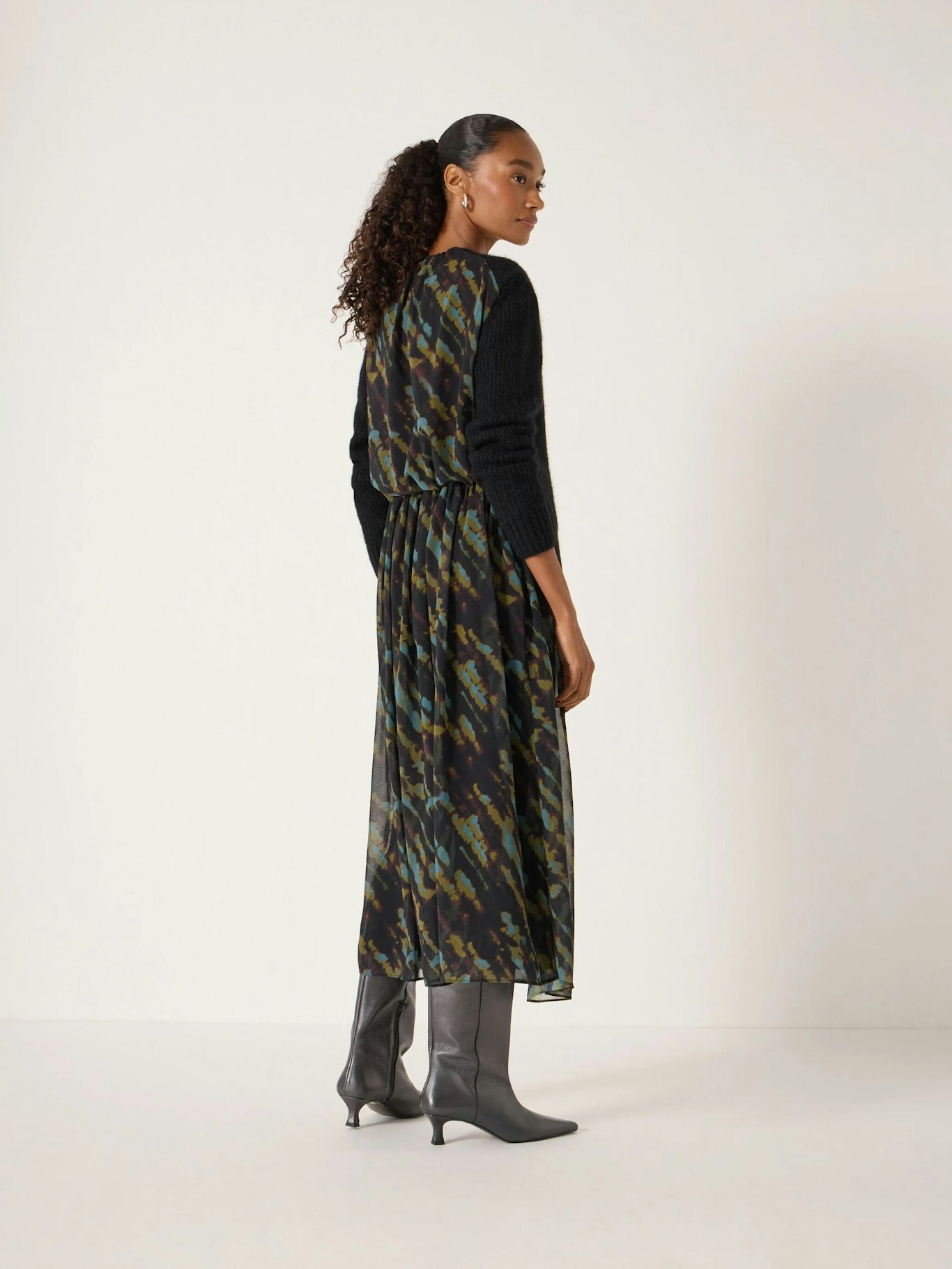 011808-4680-03 Clara Knit Woven Midi Jumper Dress
