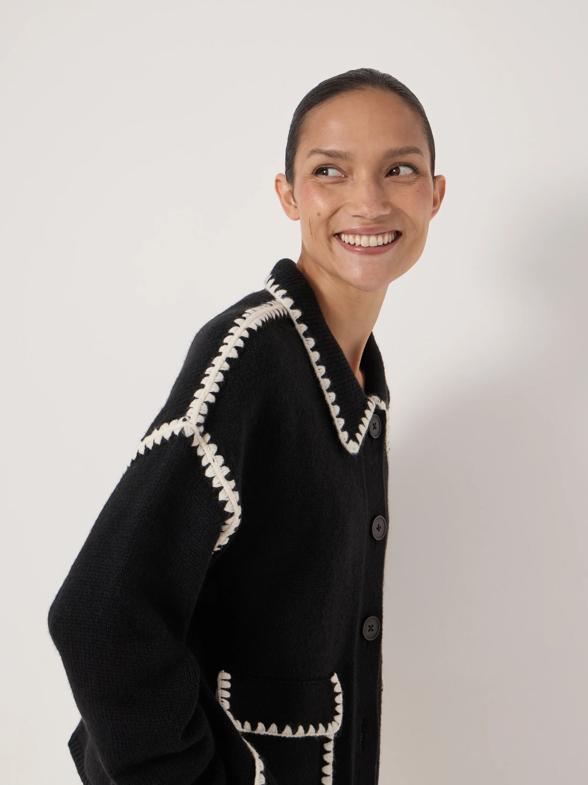 Wool Blend Whipstitch Trim Shirt Jacket