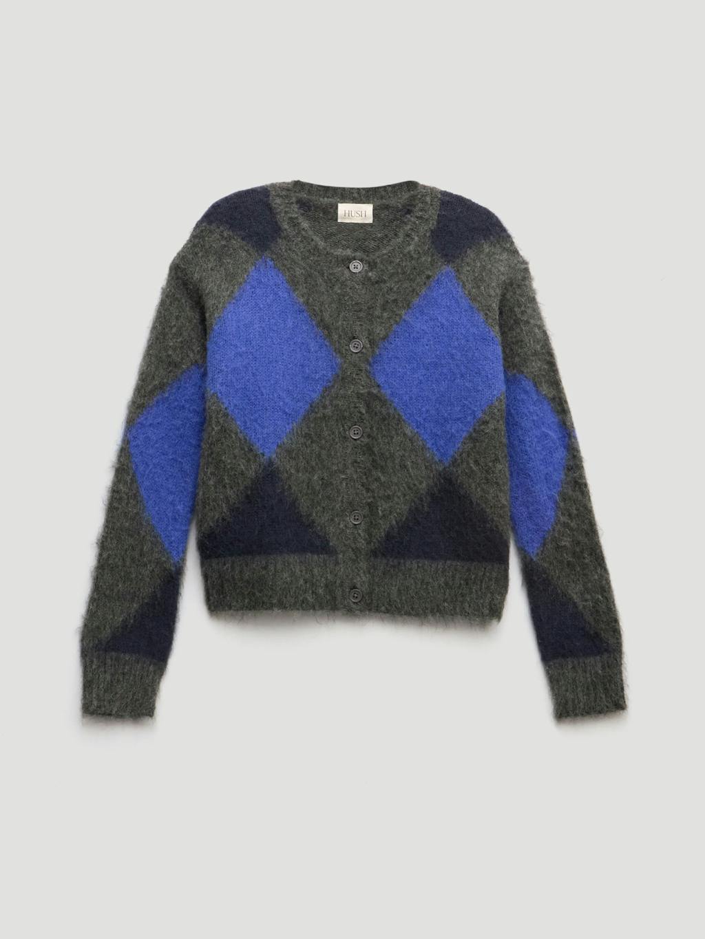 014432-1658-07 Brushed Argyle Alpaca Blend Cardigan