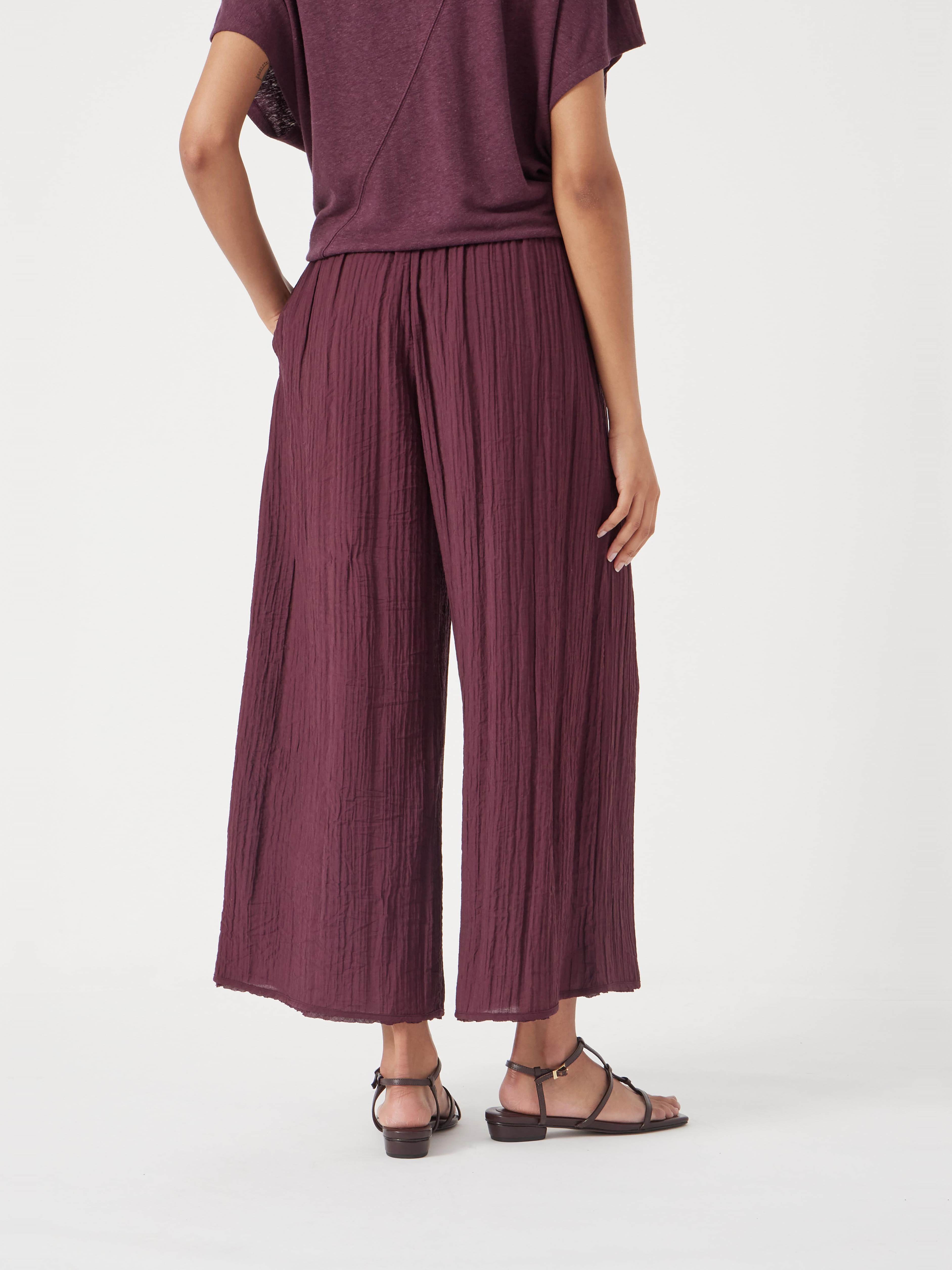 Crinkle Wide Leg Cropped Trousers