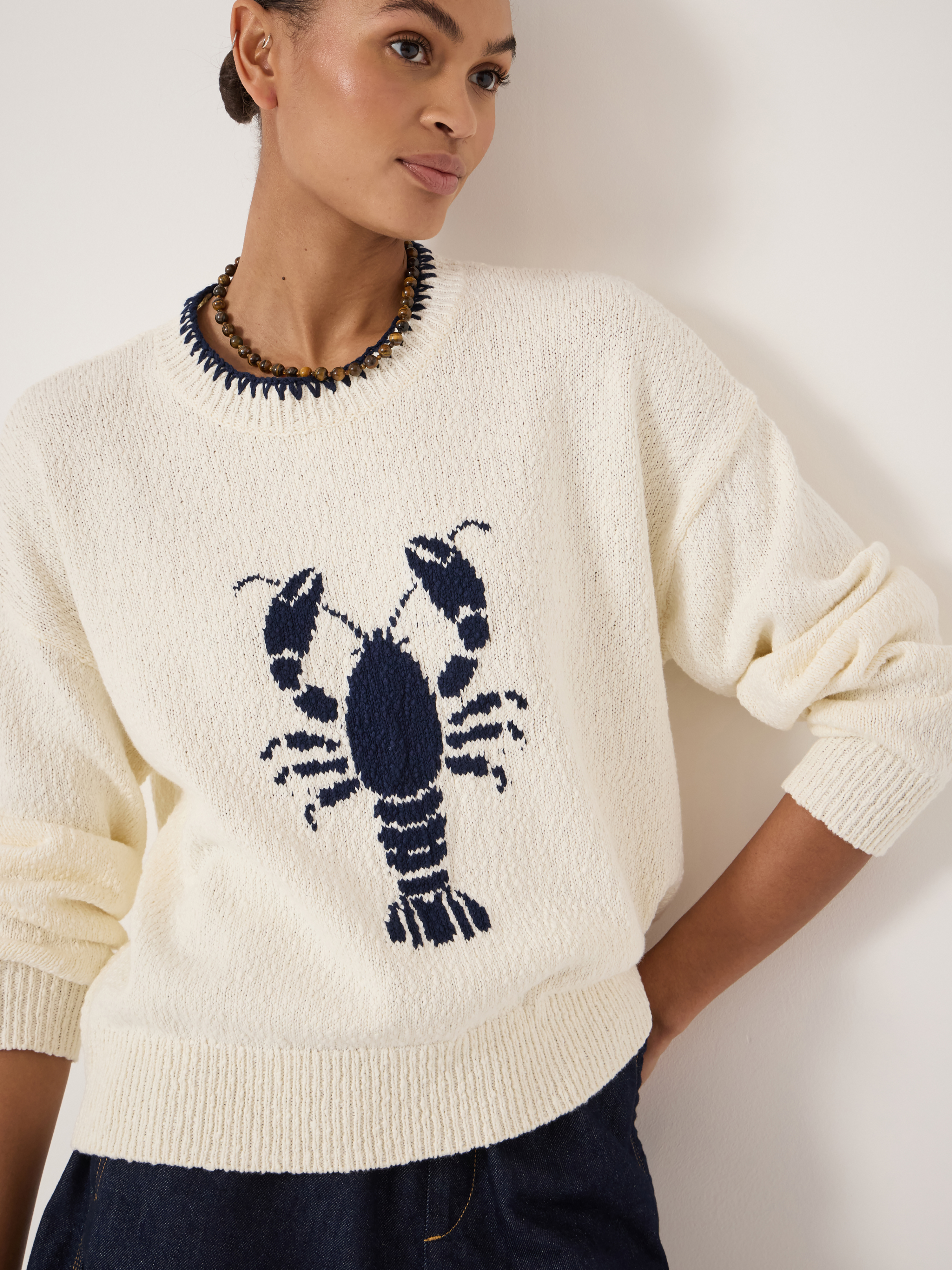Hallie Crew Neck Lobster Graphic Knitted Jumper