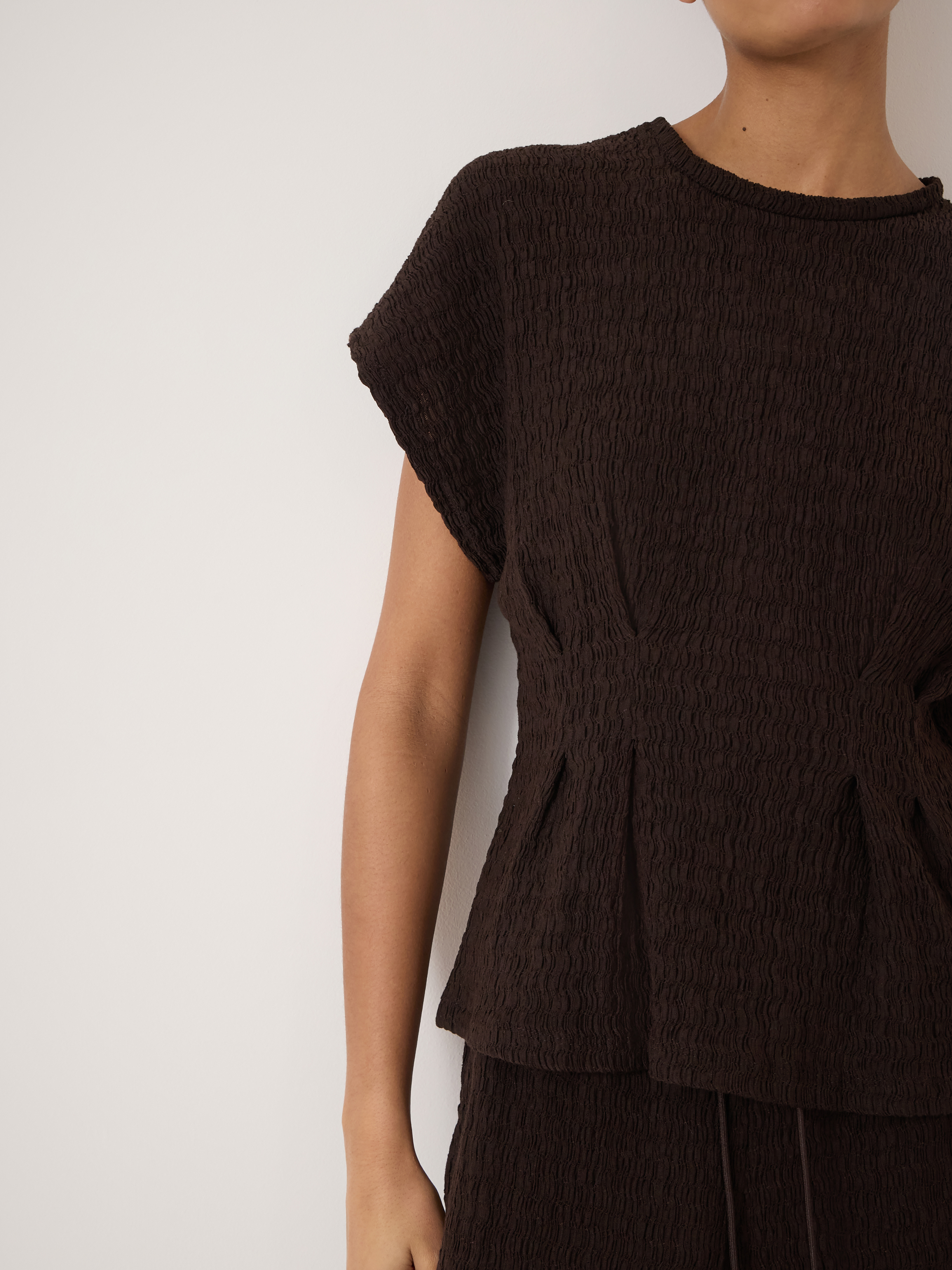 Keira Textured Pleat Release Jersey Top