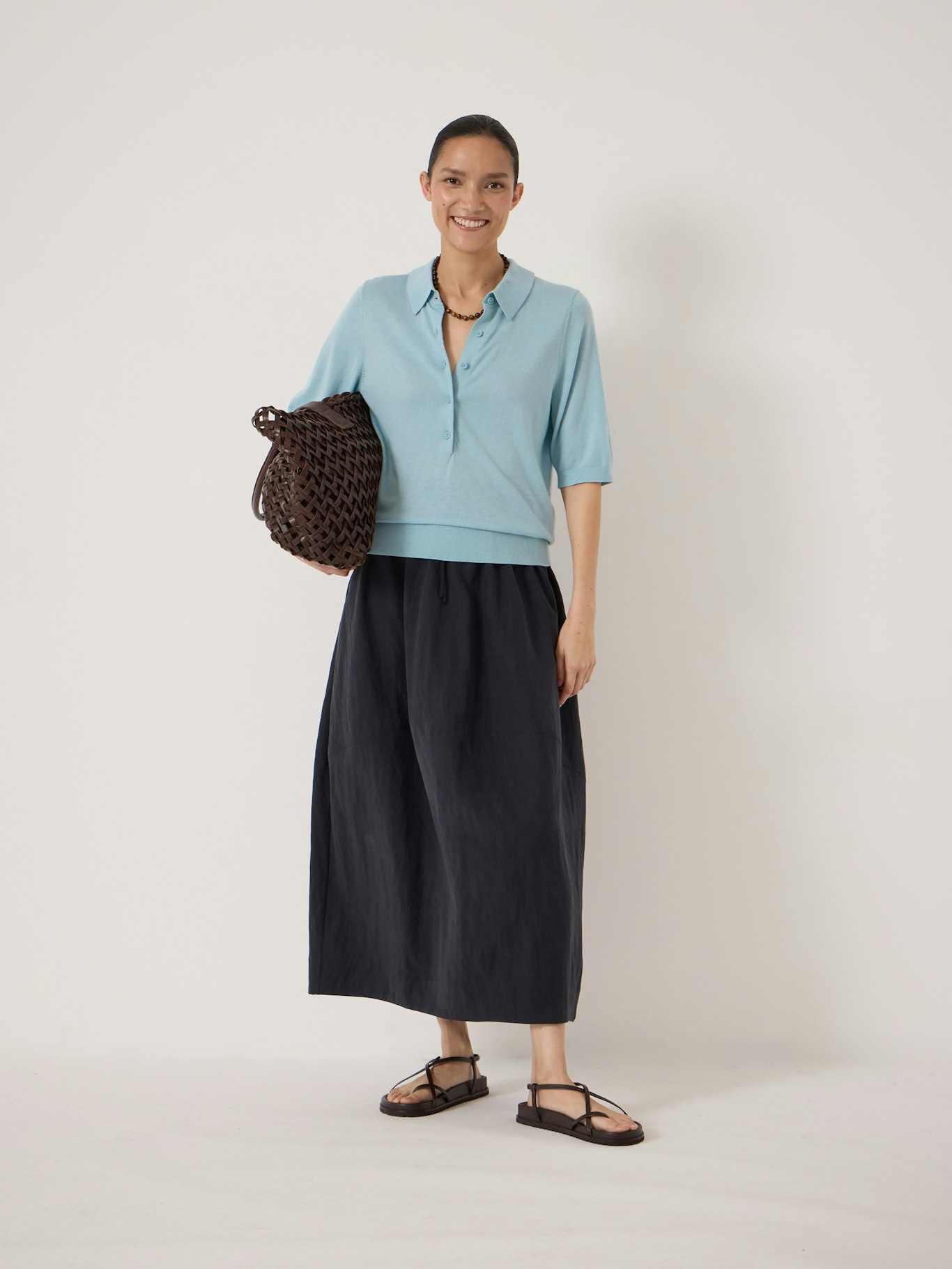014980-1699-01 Fine Knit Short Sleeve Polo Top