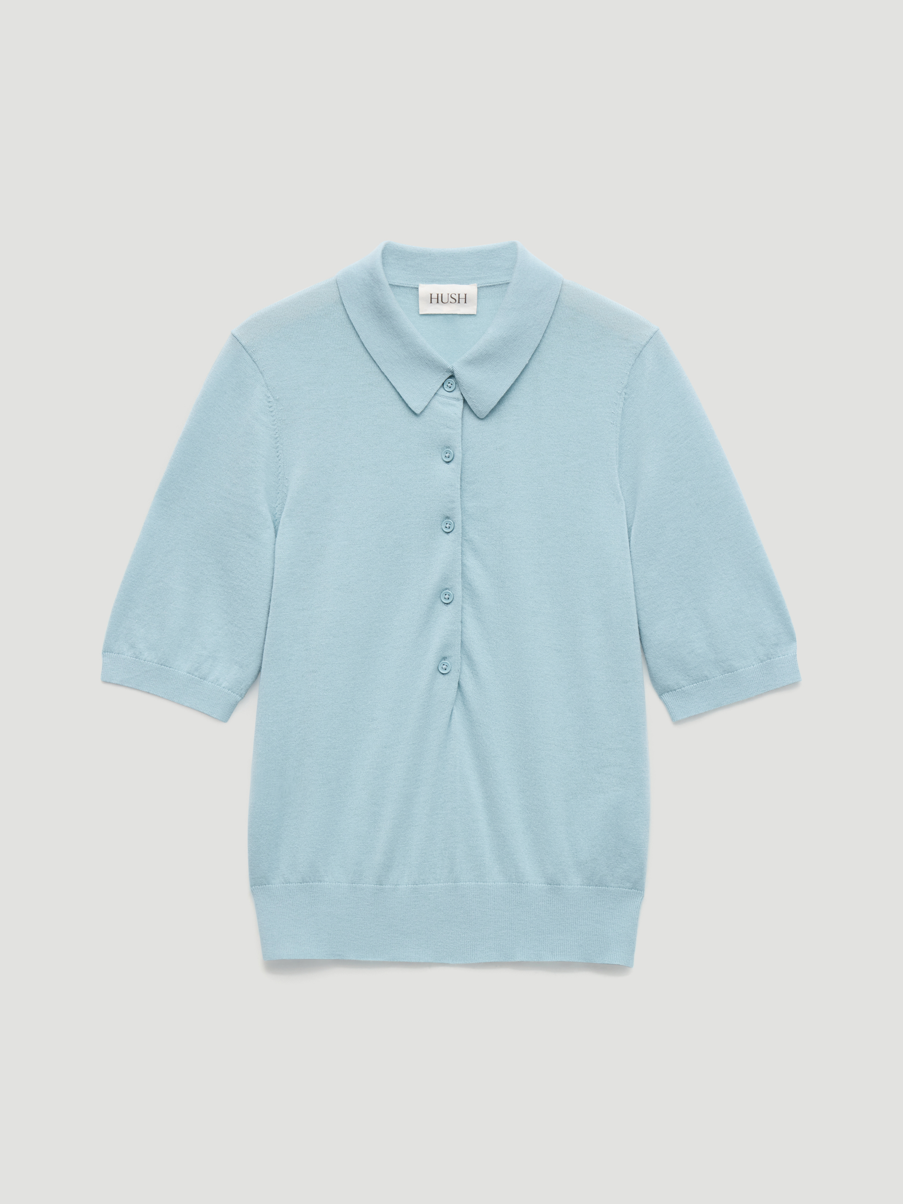 Fine Knit Short Sleeve Polo Top
