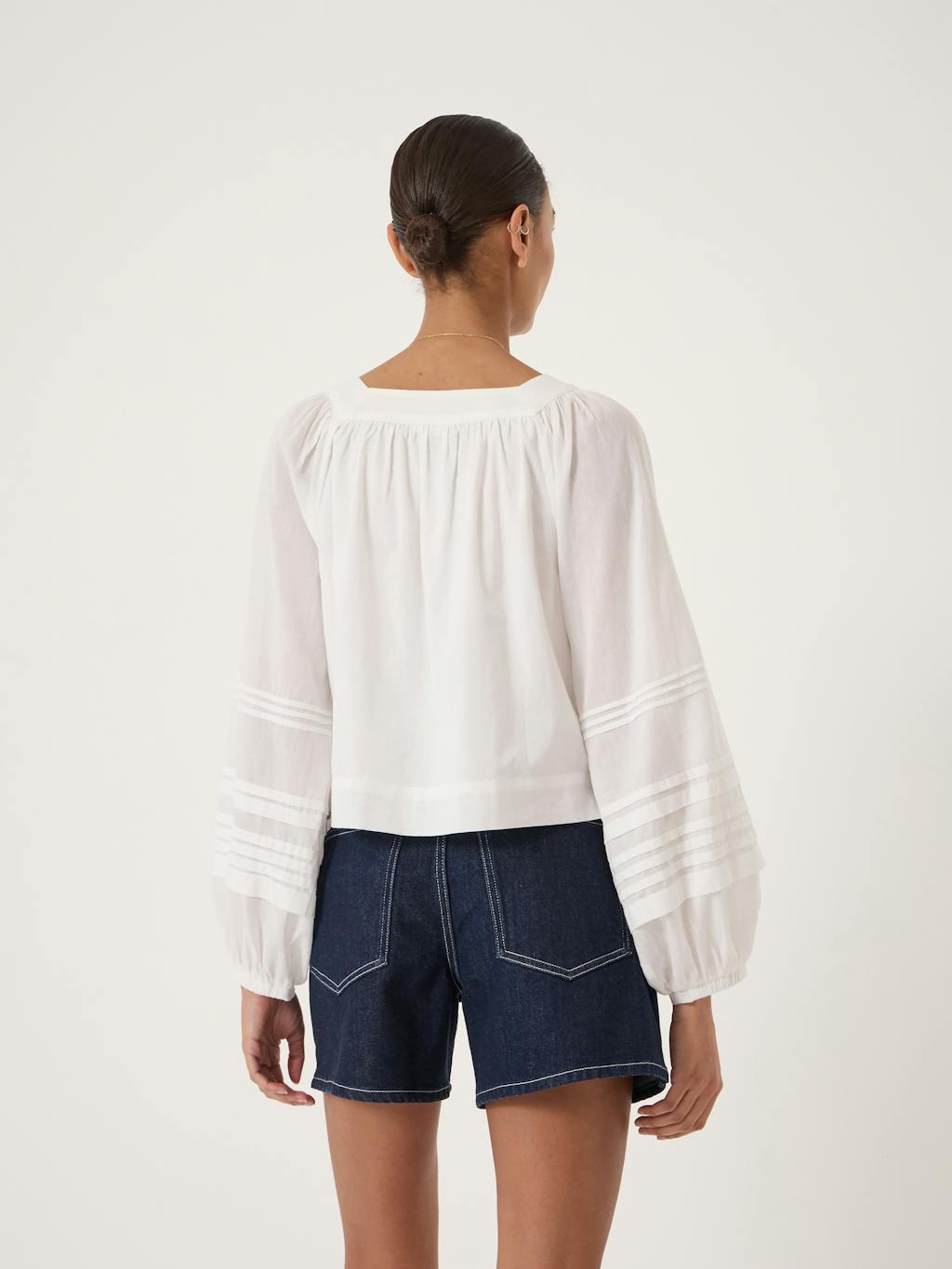 014477-0001-03 Raye Square Neckline Cotton Blouse