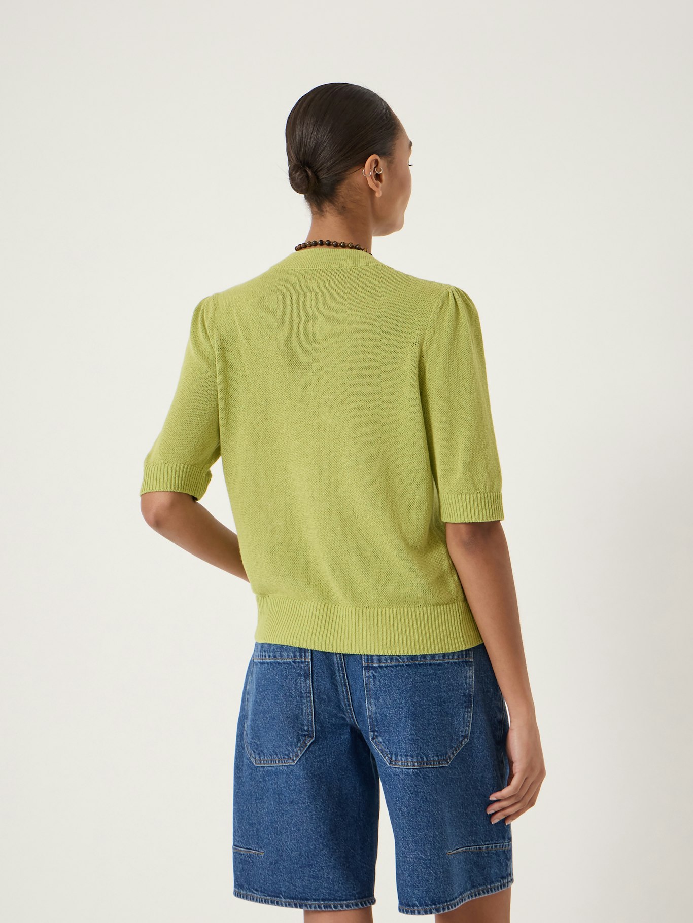 014598-2213-03 Celeste Short Sleeve Linen Blend Cardigan