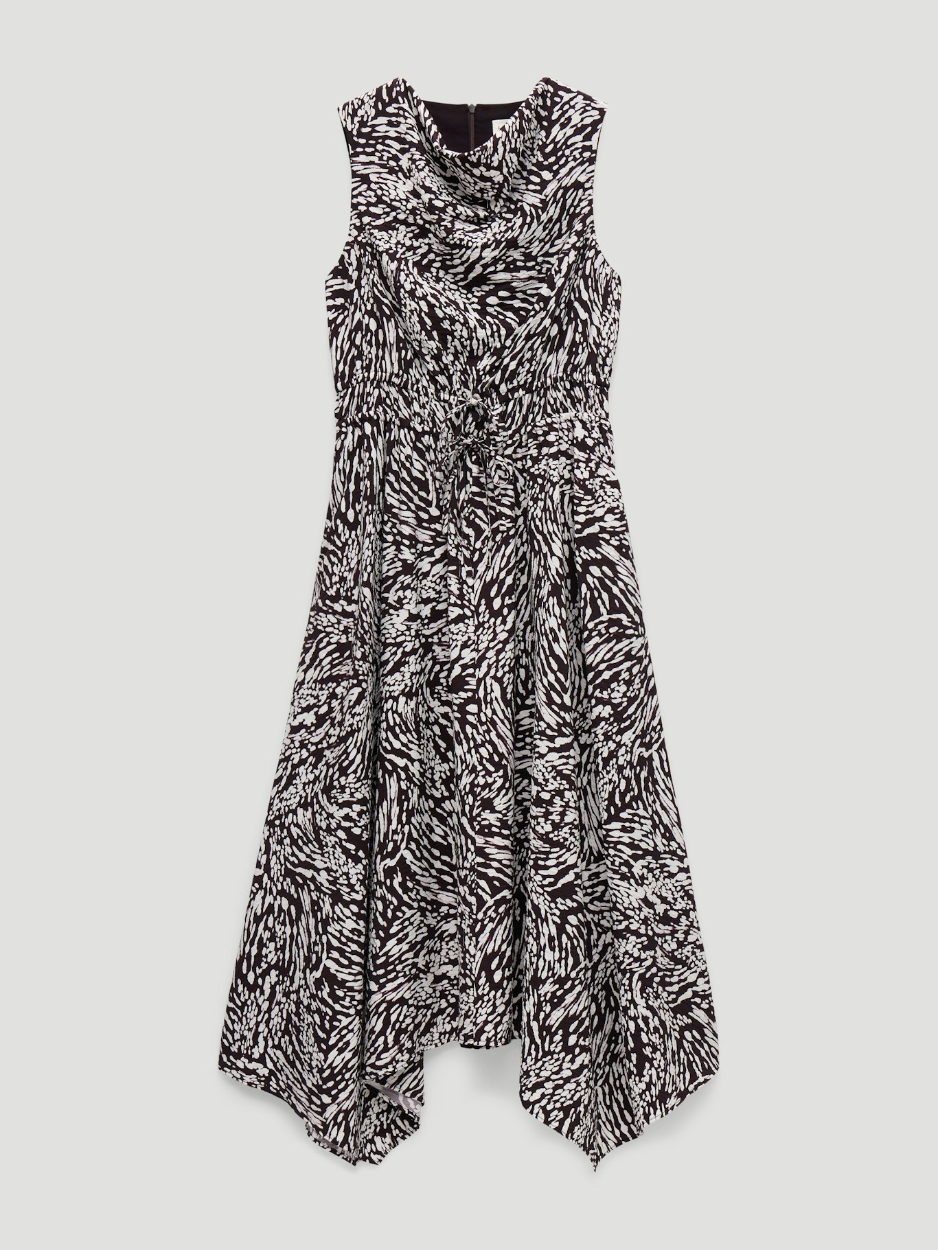 014609-4909-07 Estie Cowl Neck Hanky Hem Dress