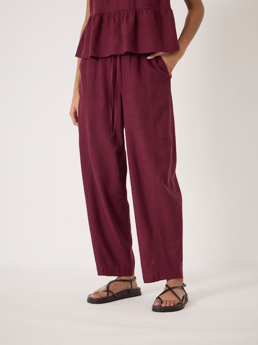 Tovi Linen Blend Barrel Leg Trousers