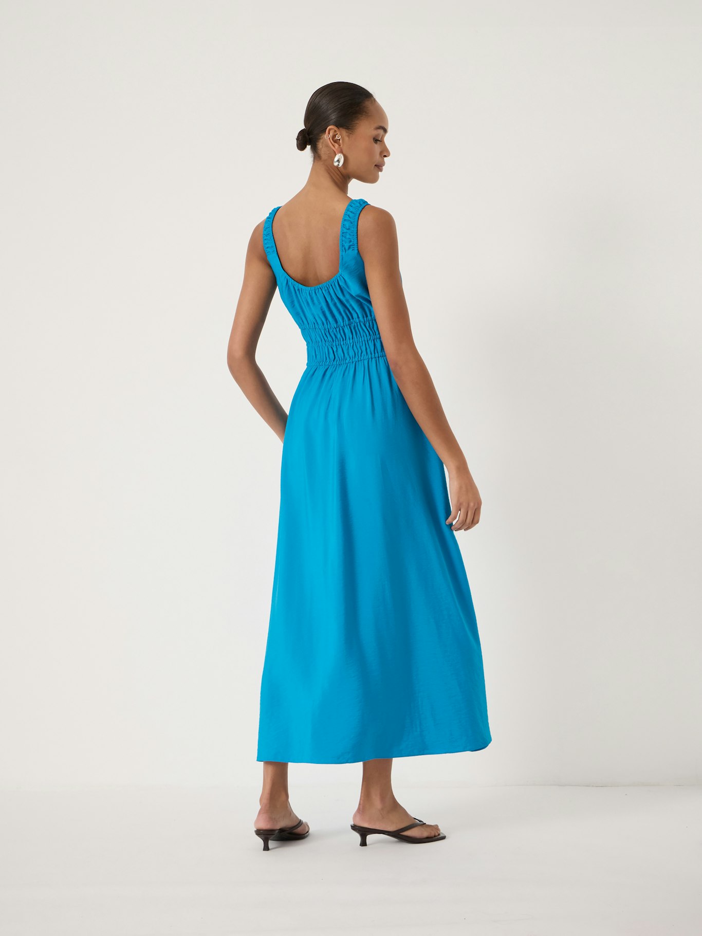 013036-1747-03 Air Flow Gathered Straps Midi Dress