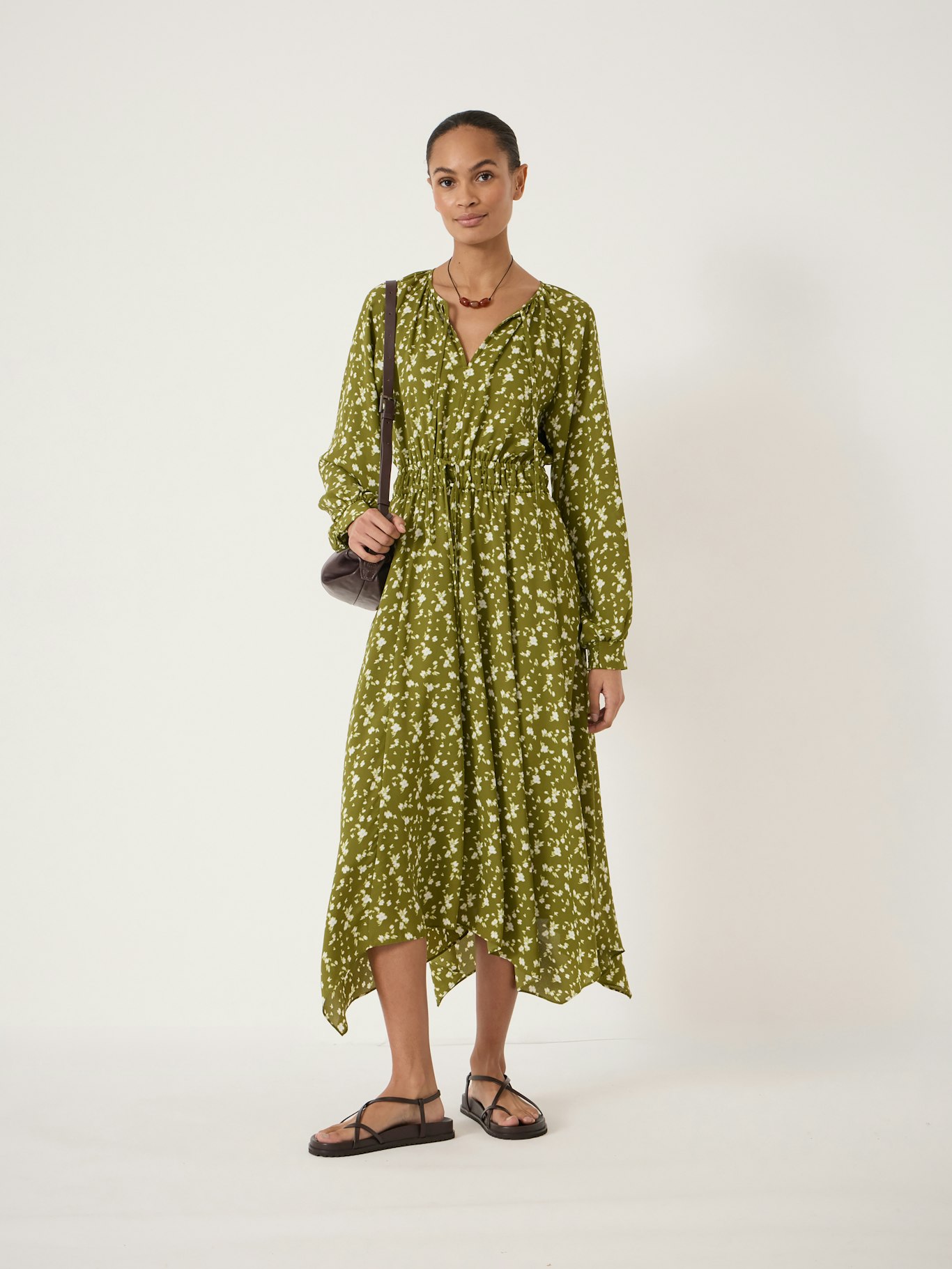 014250-4897-01 Odelia Printed Long Sleeve Chiffon Dress