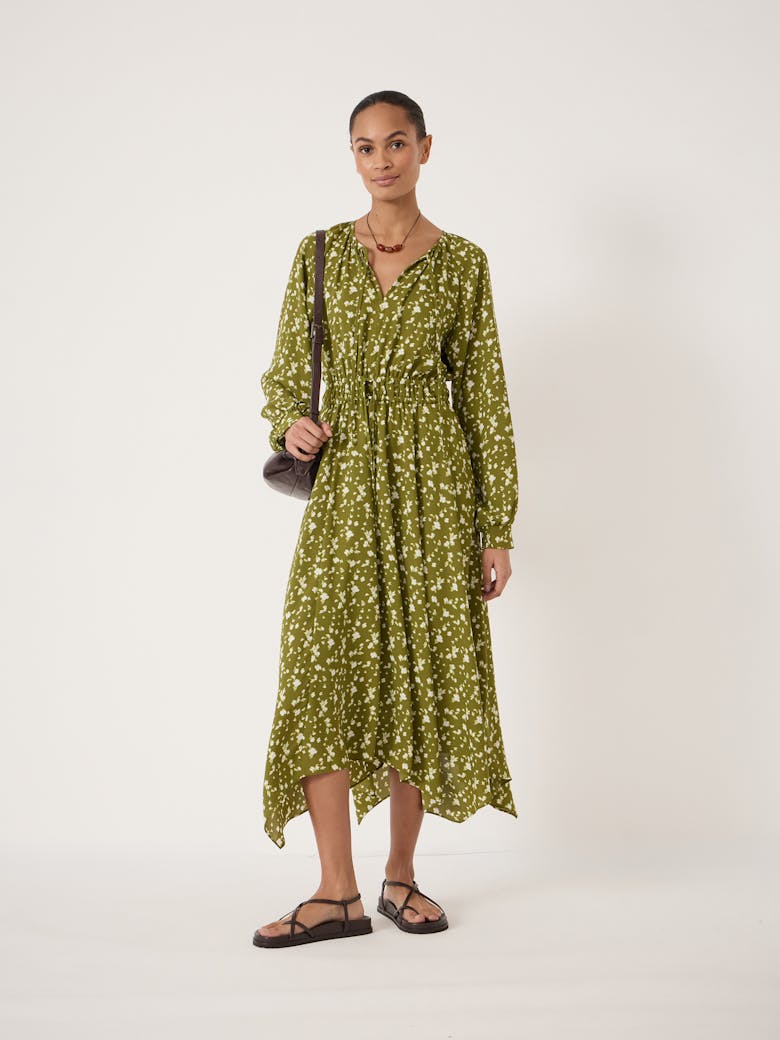 Odelia Printed Long Sleeve Chiffon Dress