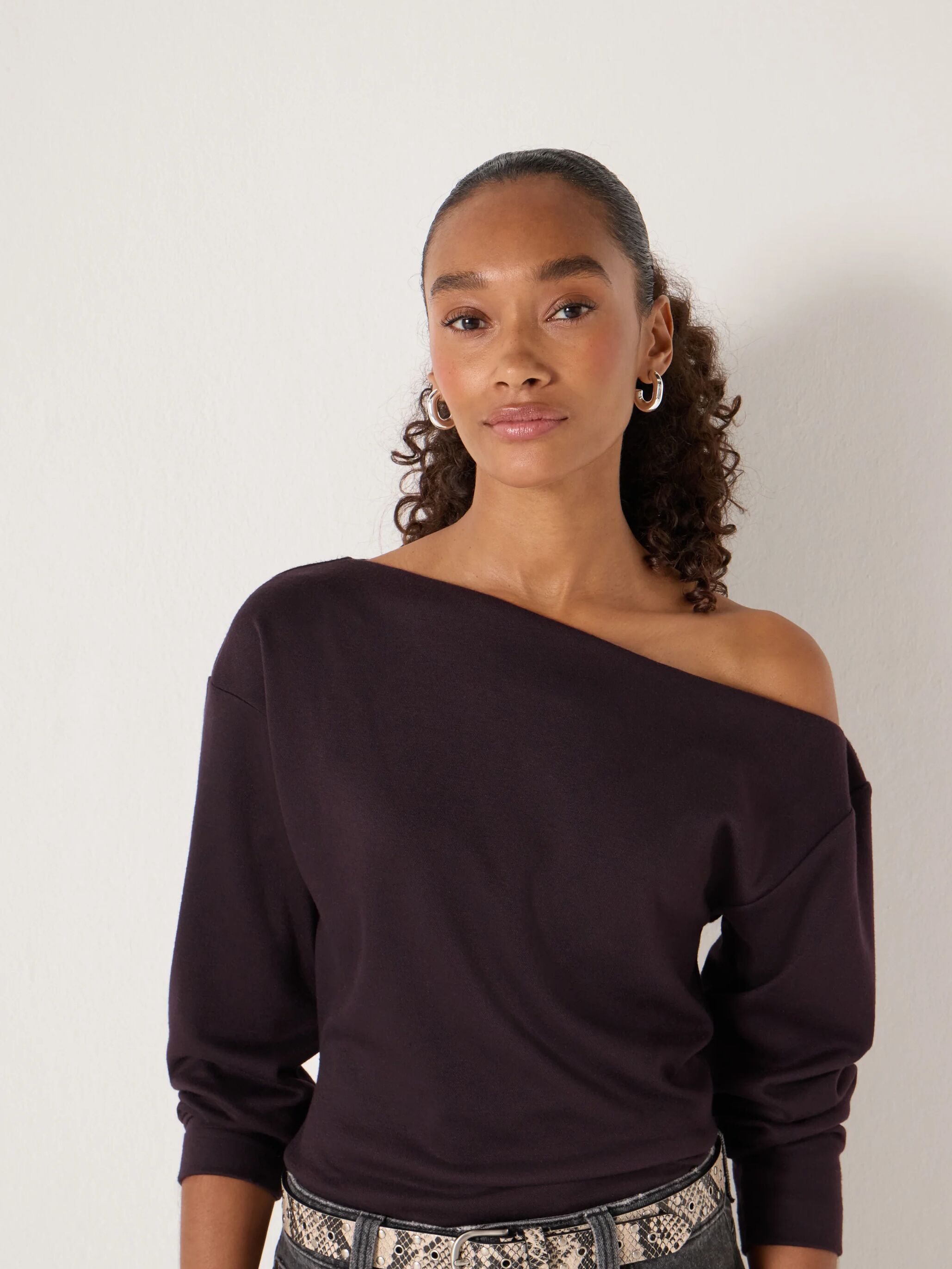 Off Shoulder Jersey Top | Burgundy Purple | hush