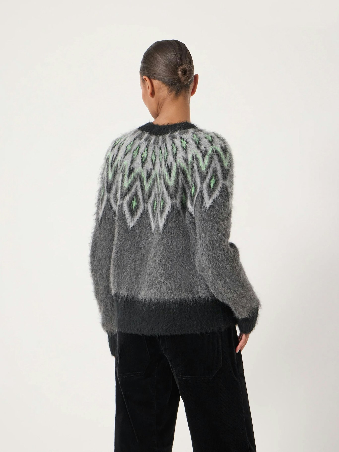014430-2806-03 Brushed Fairisle Cardigan with Mohair