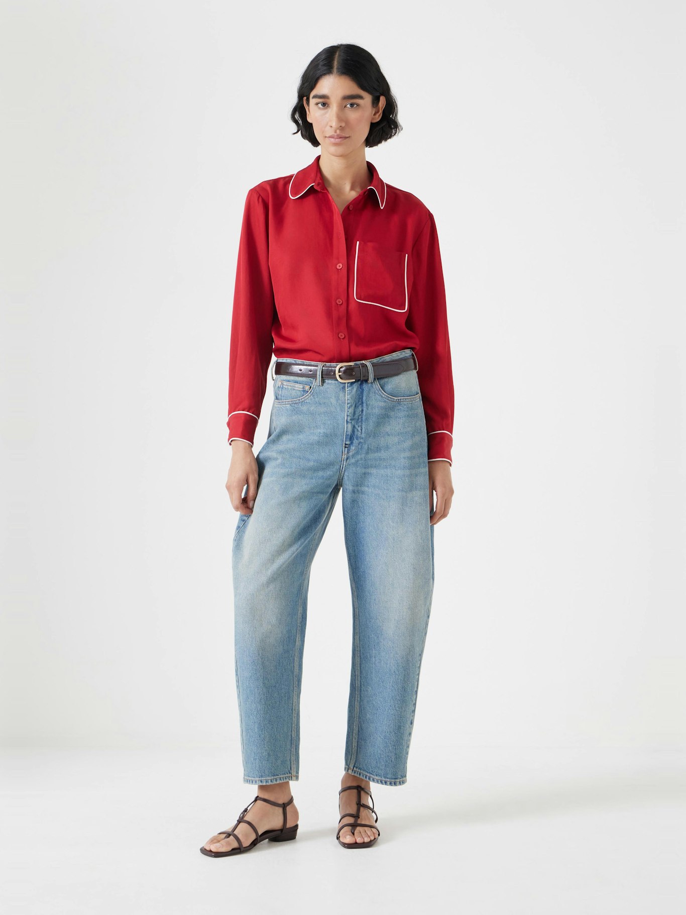 013185-1161-02 Kinsey Long Sleeve Piping Detailed Shirt