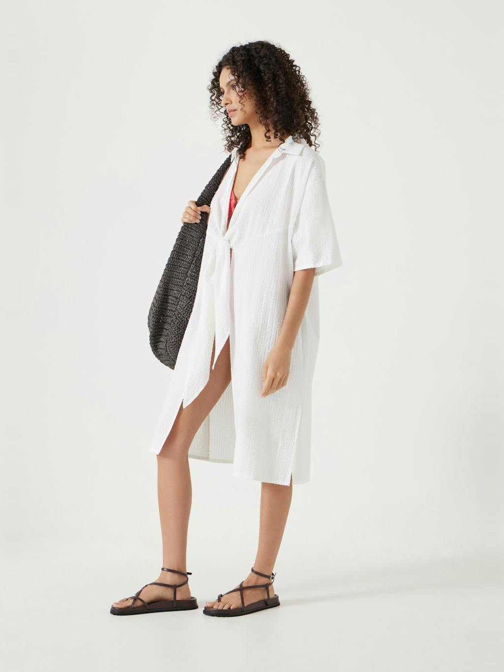 013170-0001-04 Seersucker Tie Front Beach Dress