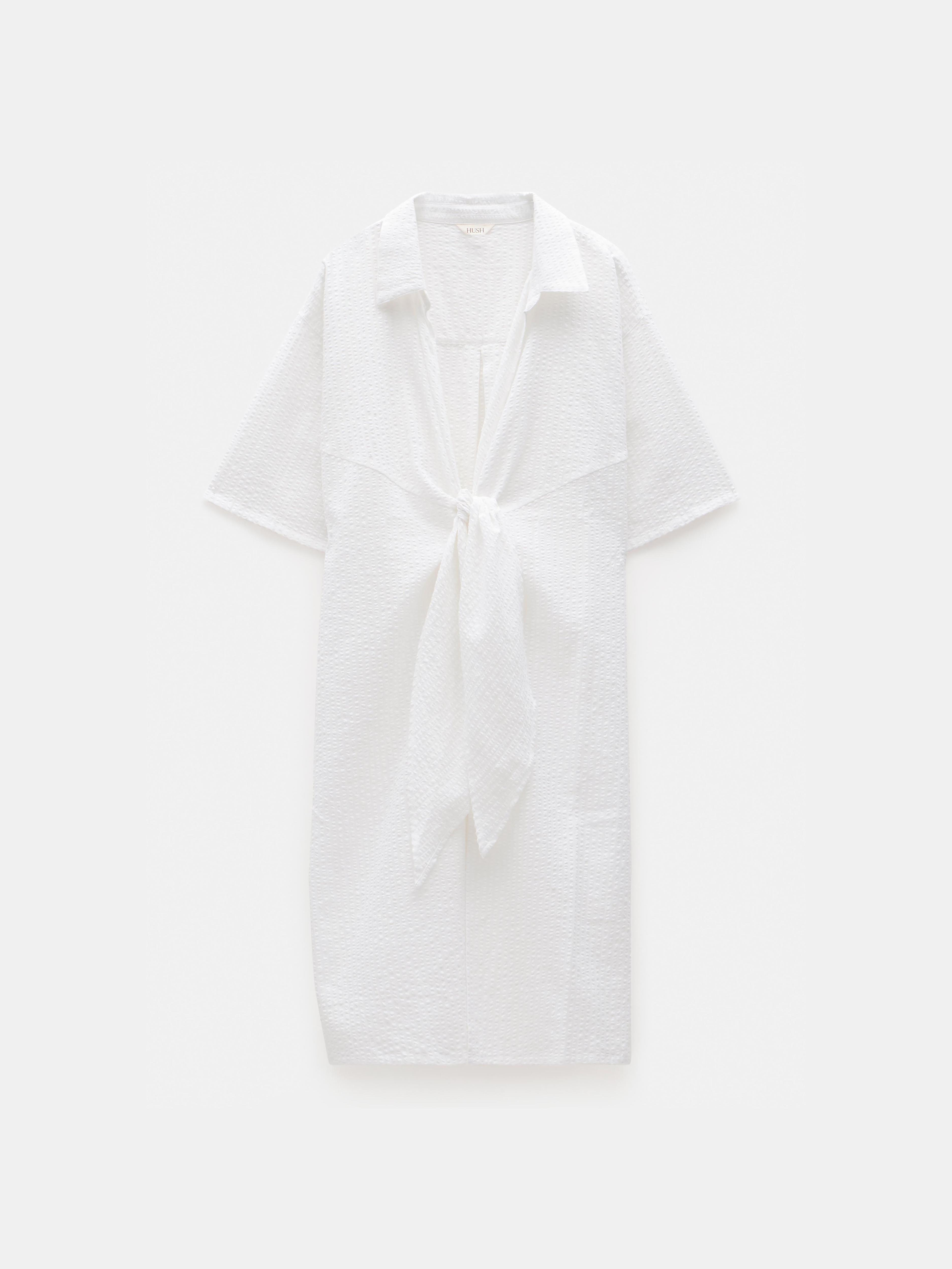 Seersucker Tie Front Beach Dress