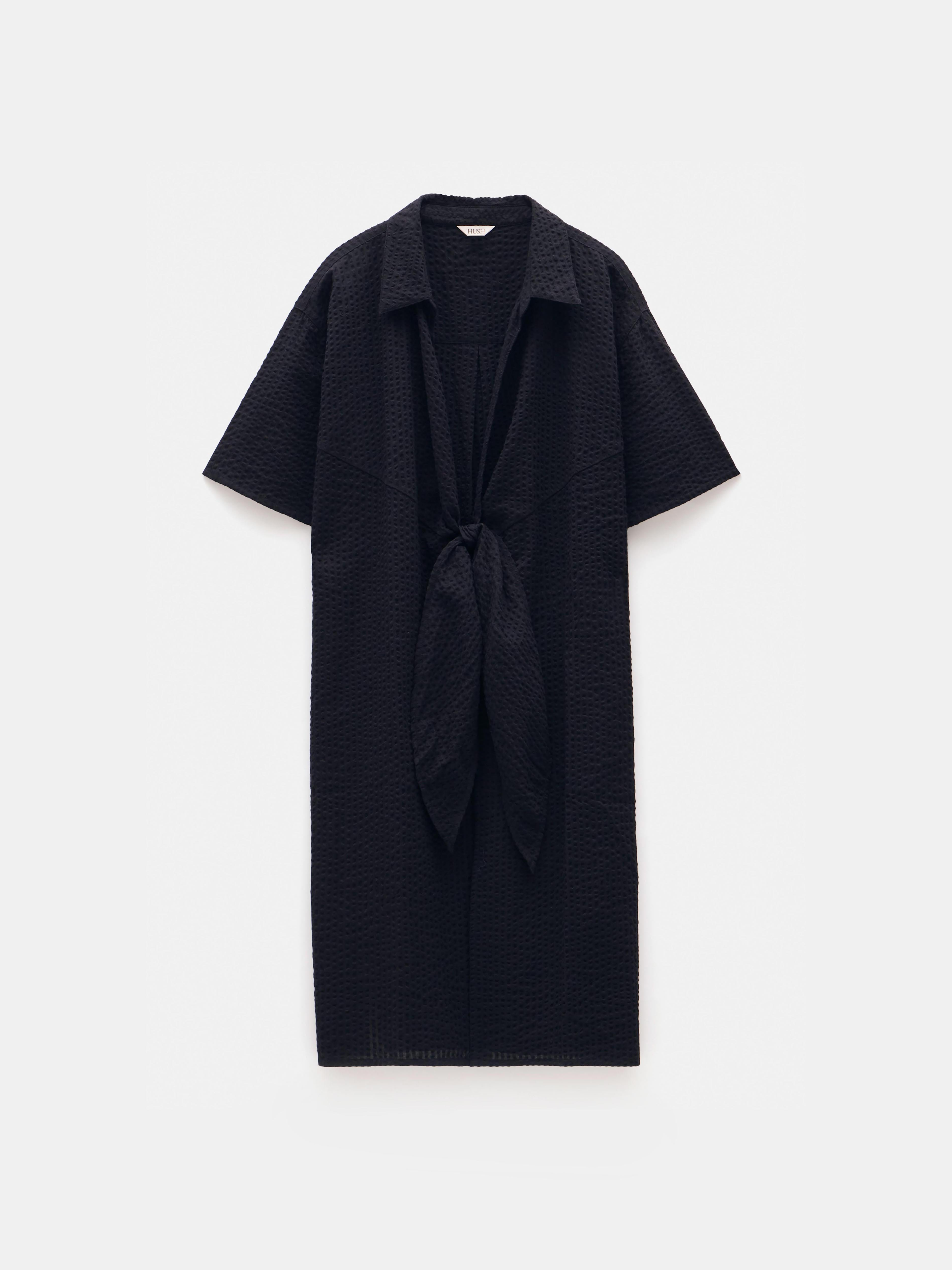 Seersucker Tie Front Beach Dress