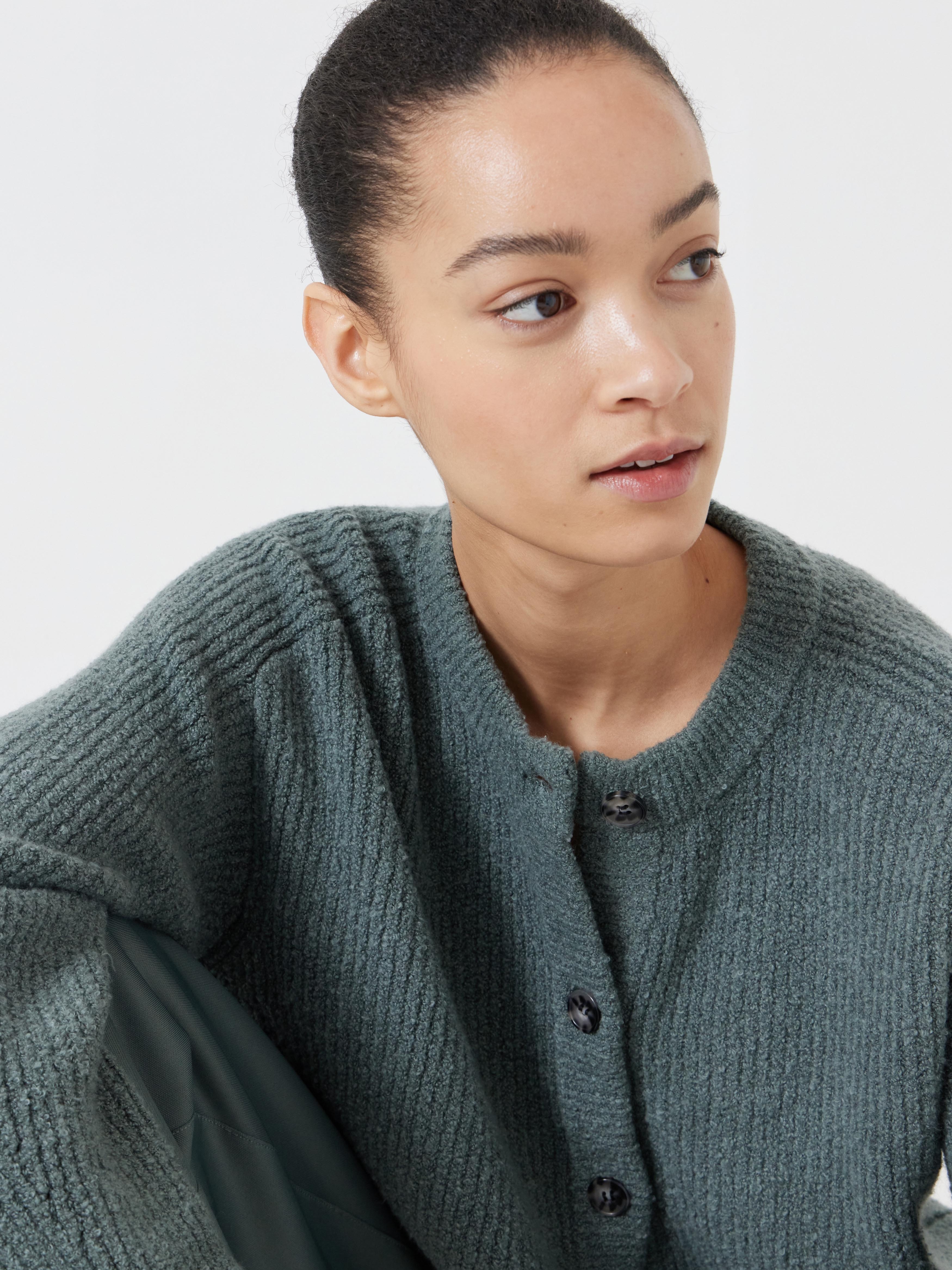 Button Front Rib Cardigan