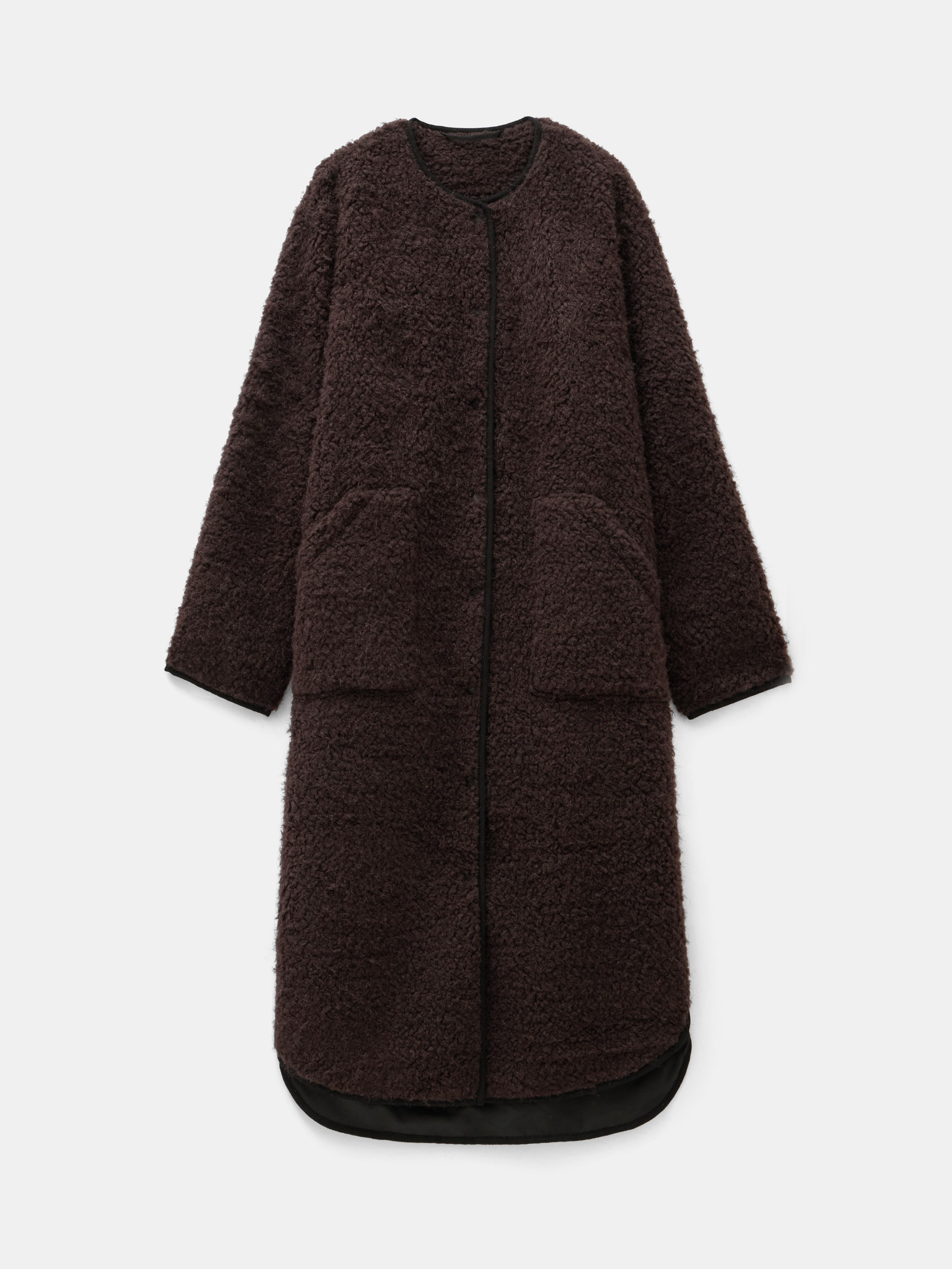 Anya Longline Oversized Faux Fur Coat | Chocolate Brown | hush