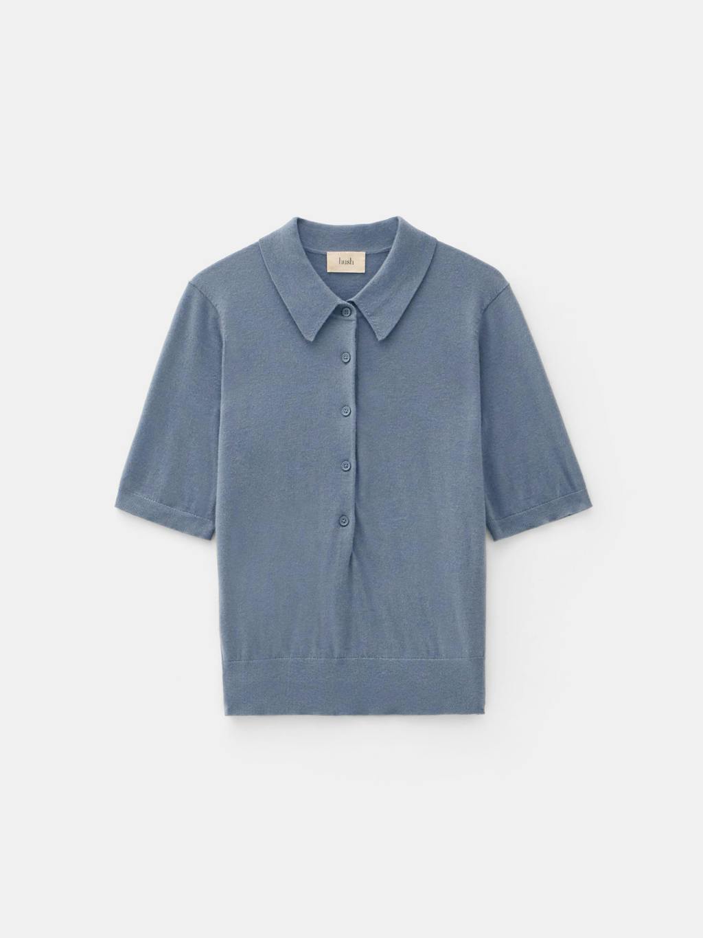 012621-1649-07 Fine Knit Short Sleeve Polo Top