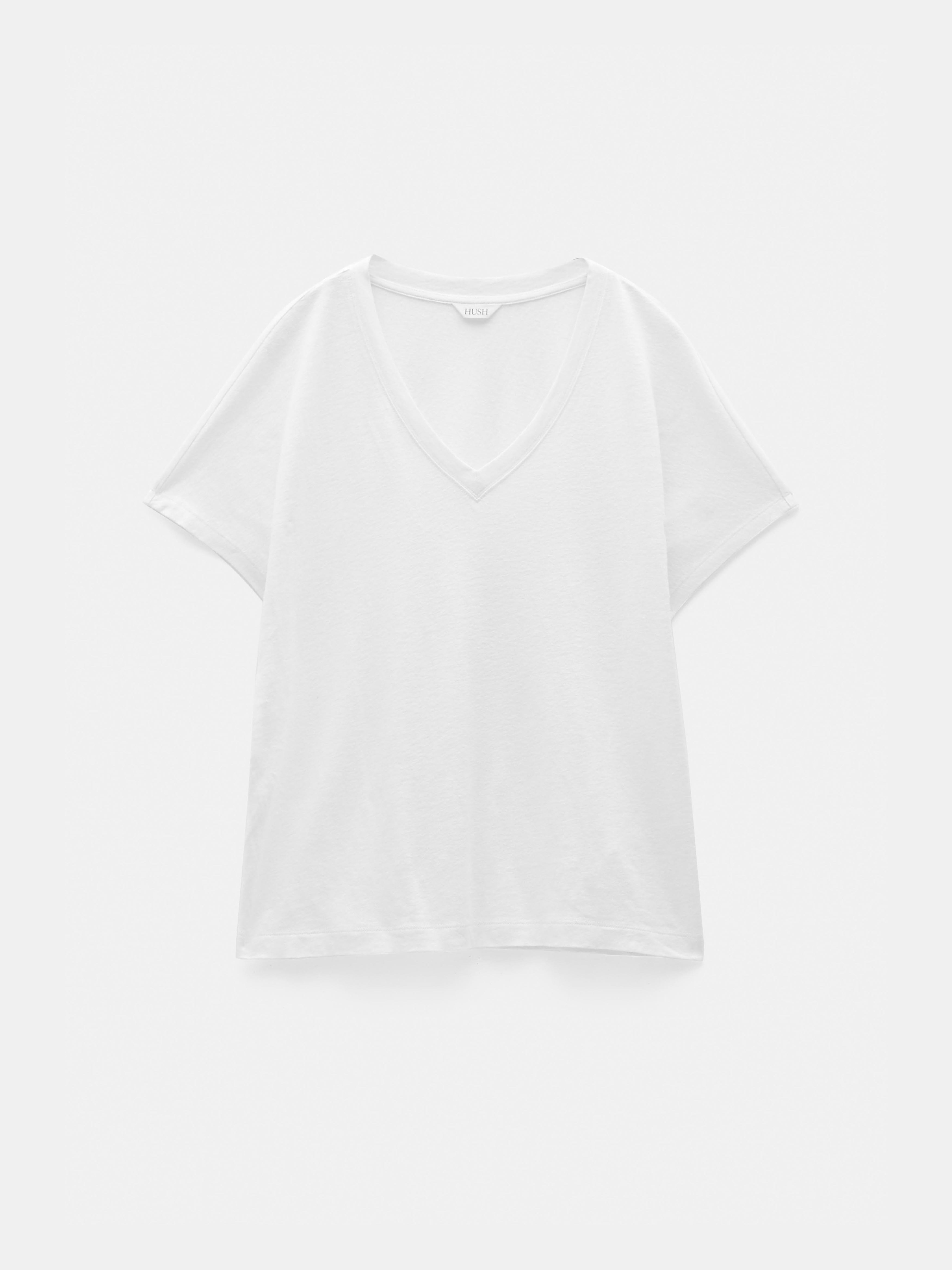 Rosalia Linen Blend V Neck T-Shirt