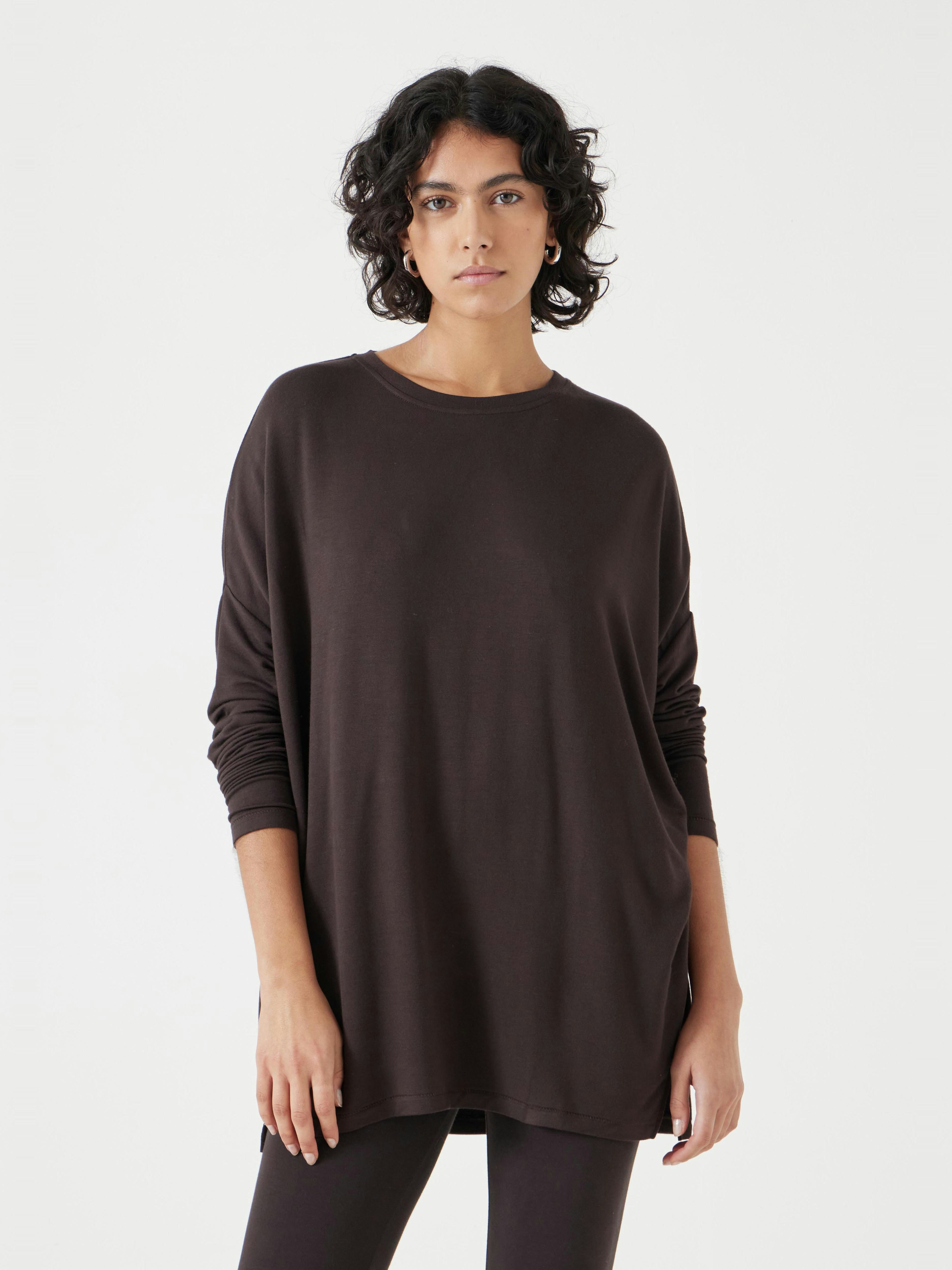 Gillian Wide Jersey Top - Chocolate Brown | Hush