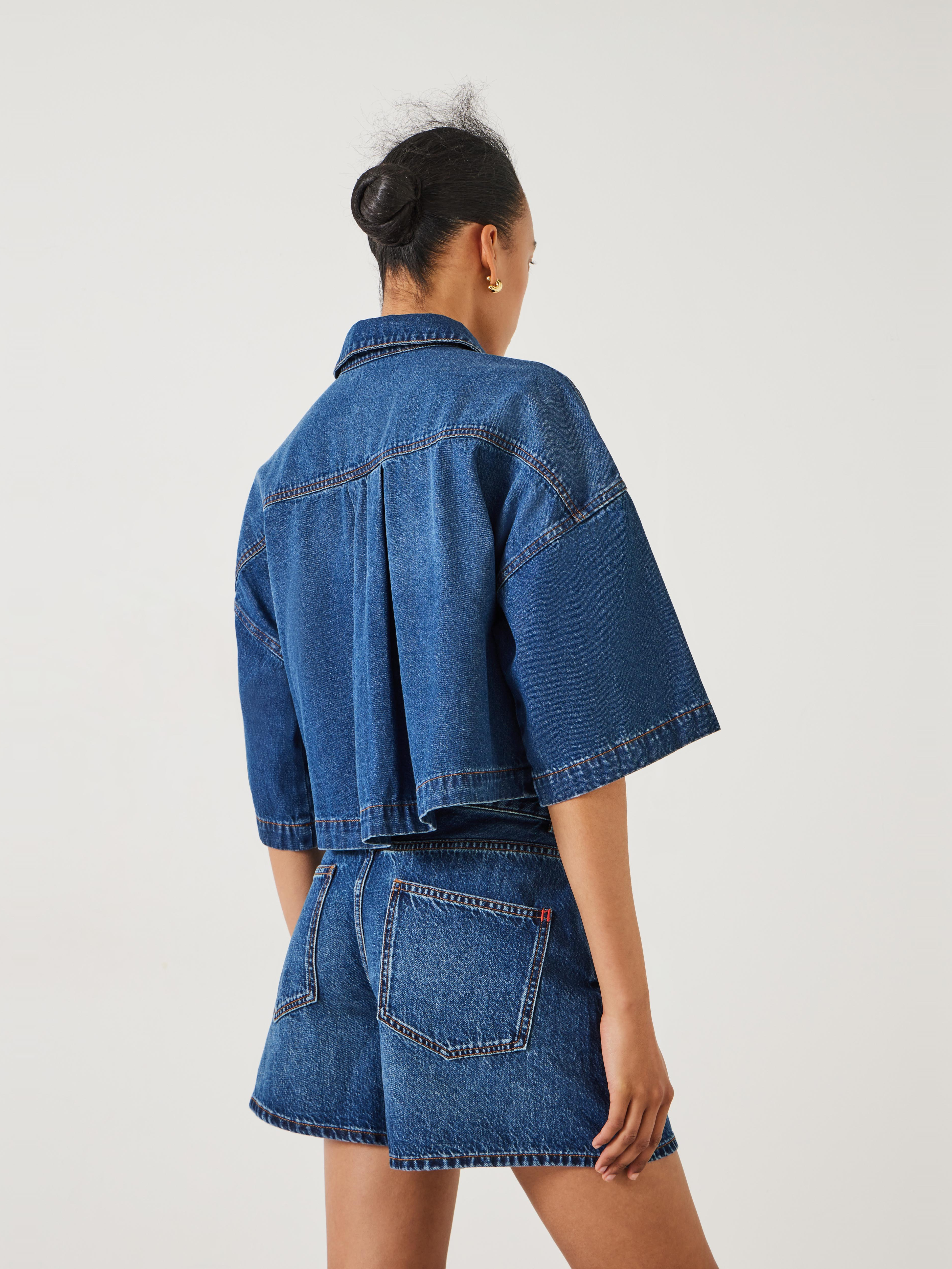 Chlo Oversized Cropped Denim Shirt