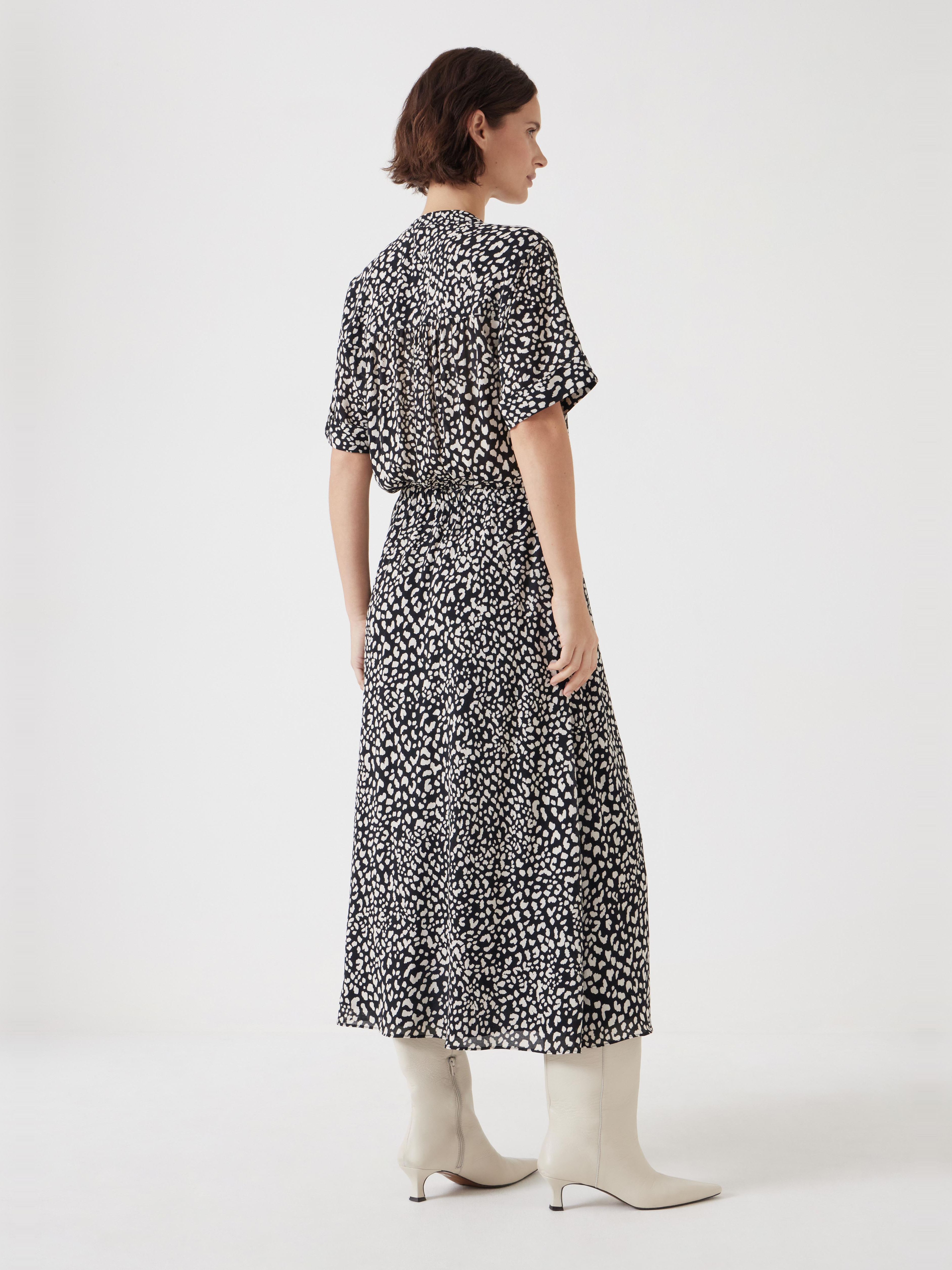 Printed Short Sleeve Midi Shirt Dress