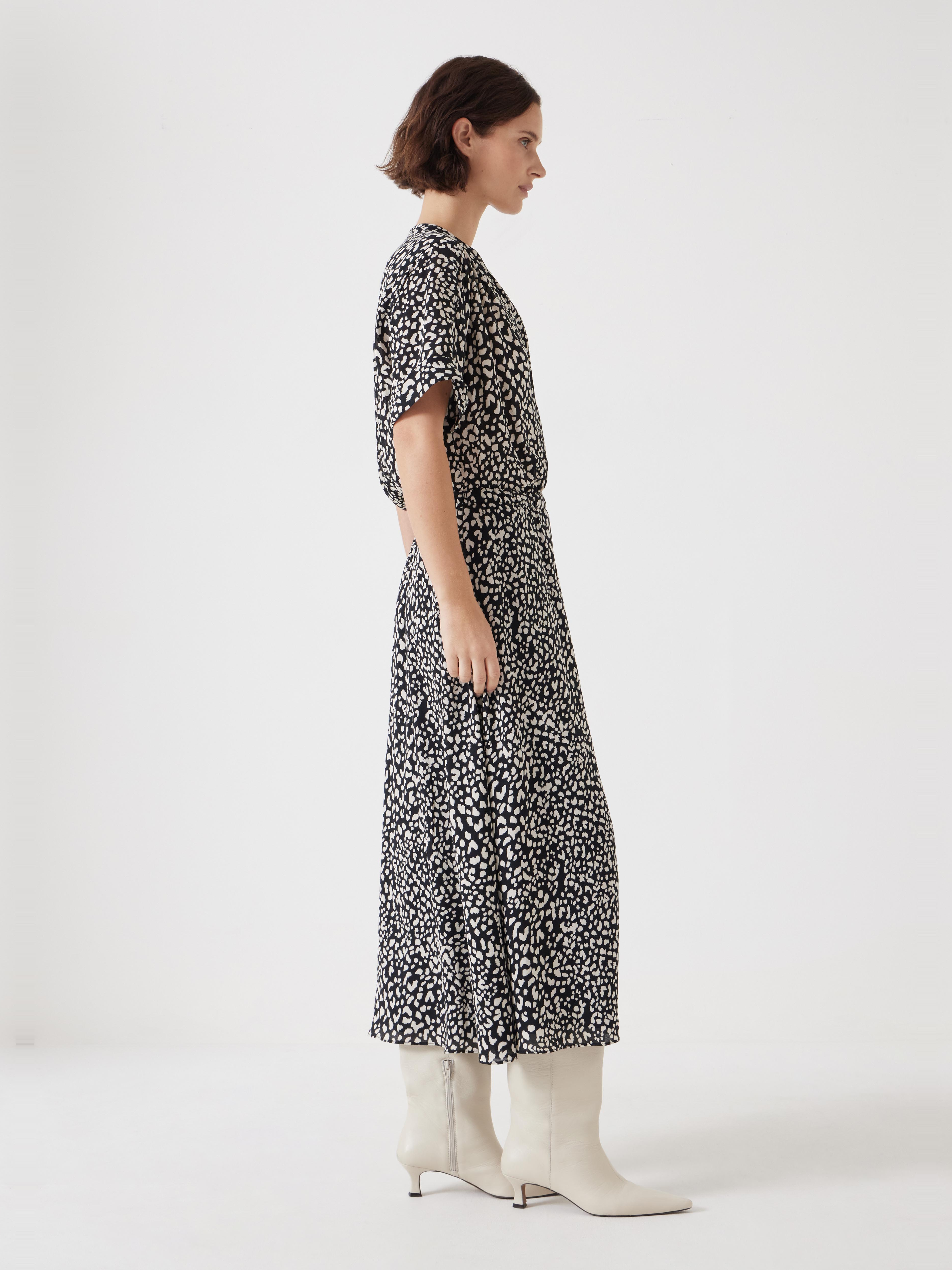 Printed Short Sleeve Midi Shirt Dress